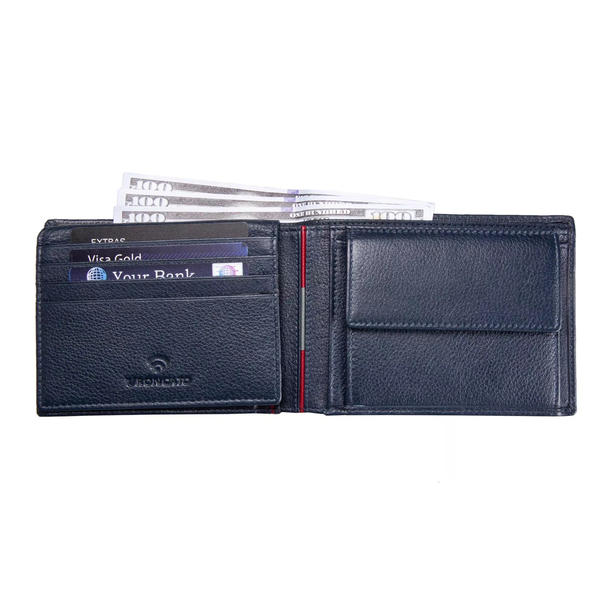 Portafoglio Roncato uomo in pelle con portamonete e scomparti carte BLU SCURO TU | Giò Fashion