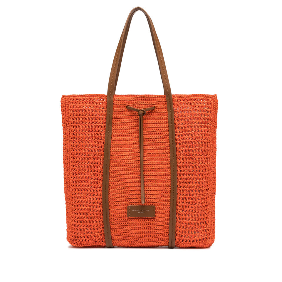 Shopping bag Gianni Chiarini in tessuto uncinetto con design raffinato Arancione TU | Giò Fashion