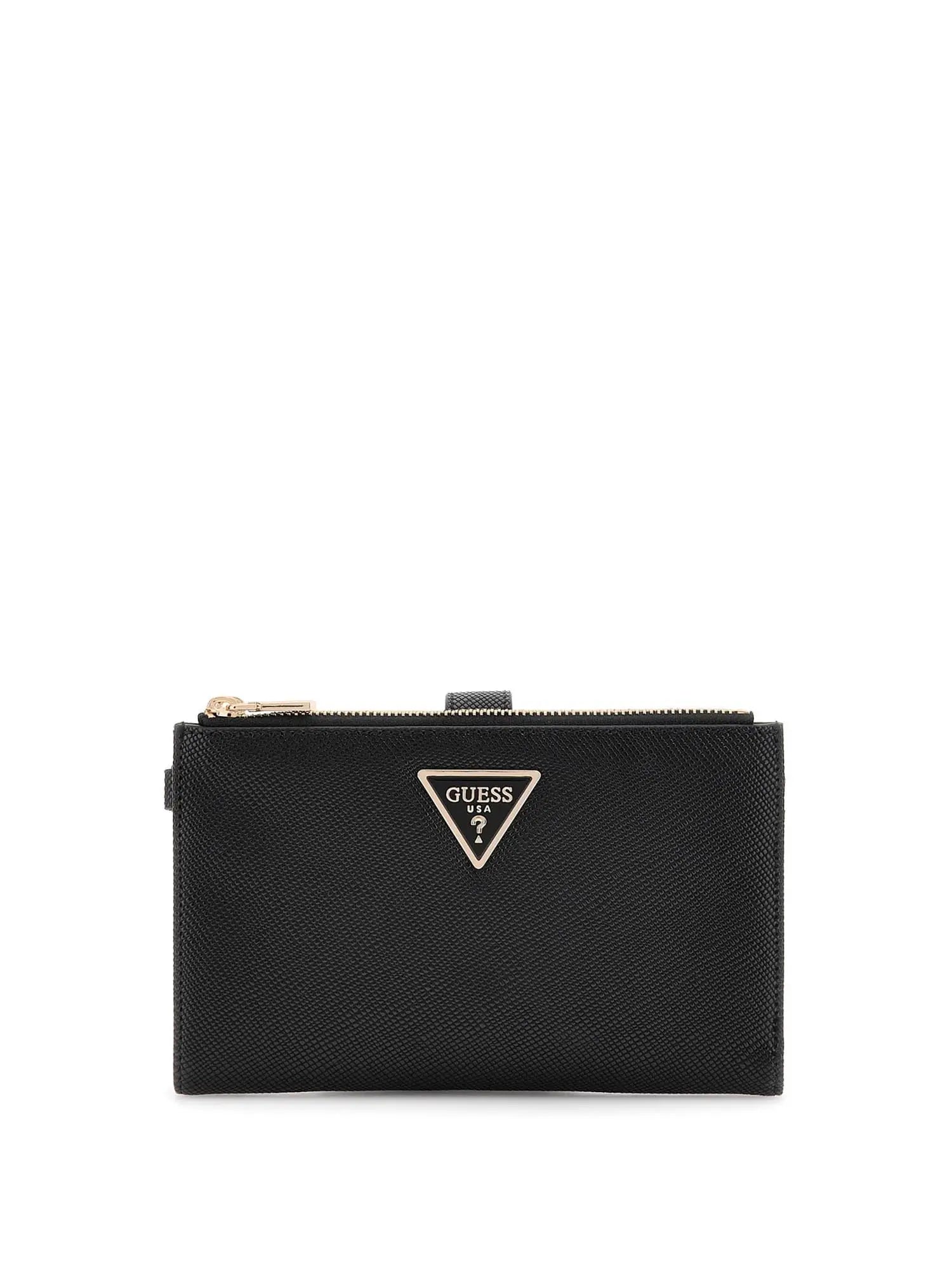 Portamonete Guess con logo triangolo e chiusura zip NERO TU | Giò Fashion