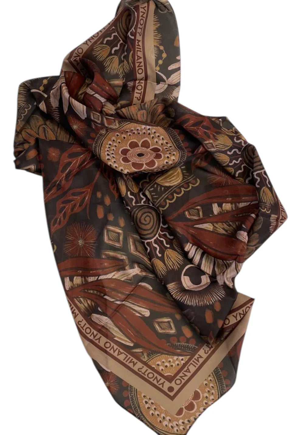 Foulard Y Not con bordo logato elegante Beige TU | Giò Fashion