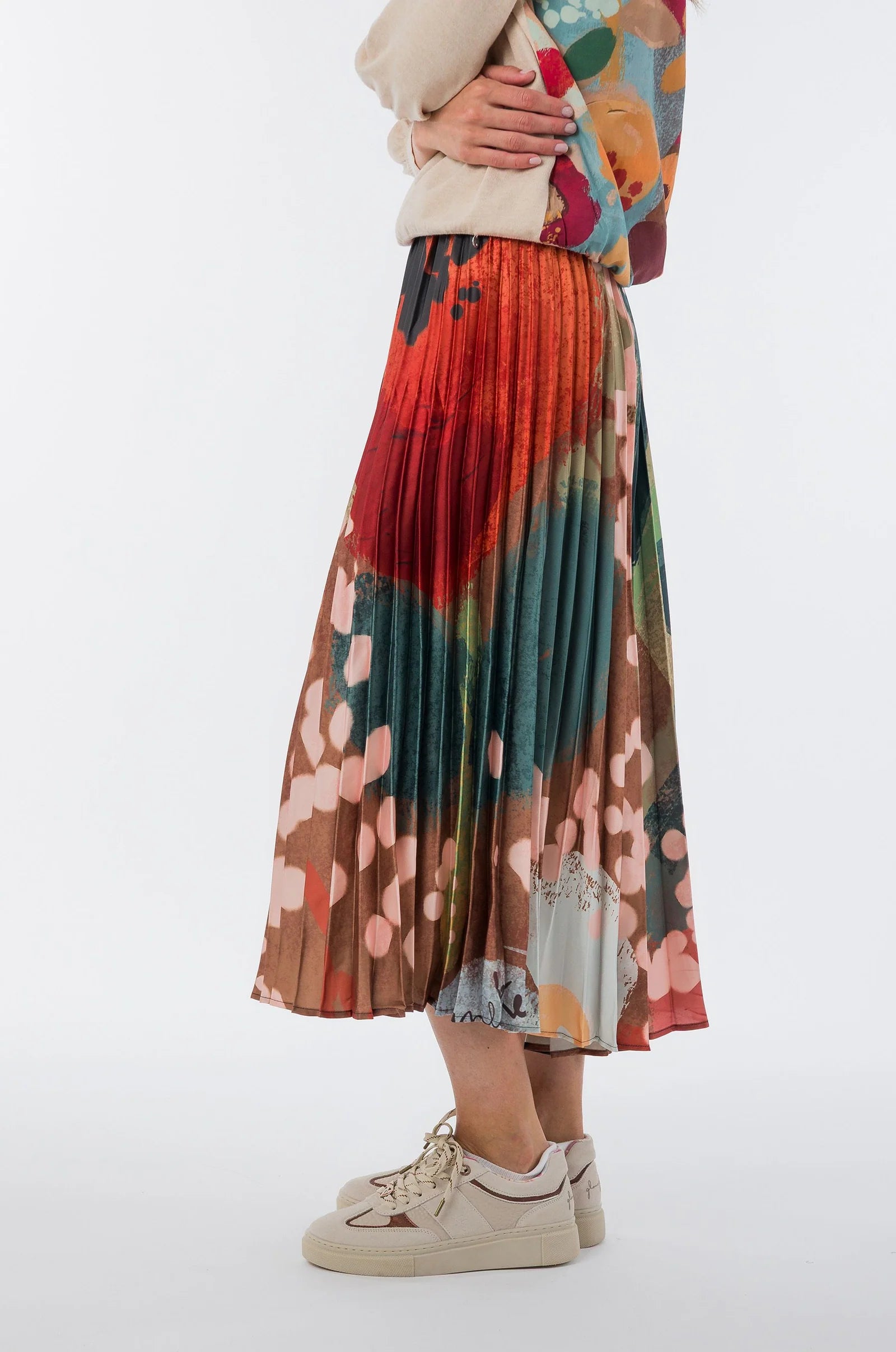 Gonna Midi Plissettata Donna Anekke Blossom con Fantasia Floreale