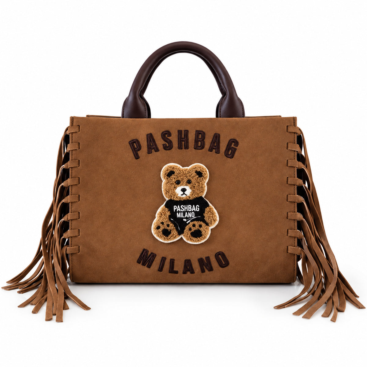 PashBag Borsa a Mano con Frange e Orsetto Teddy