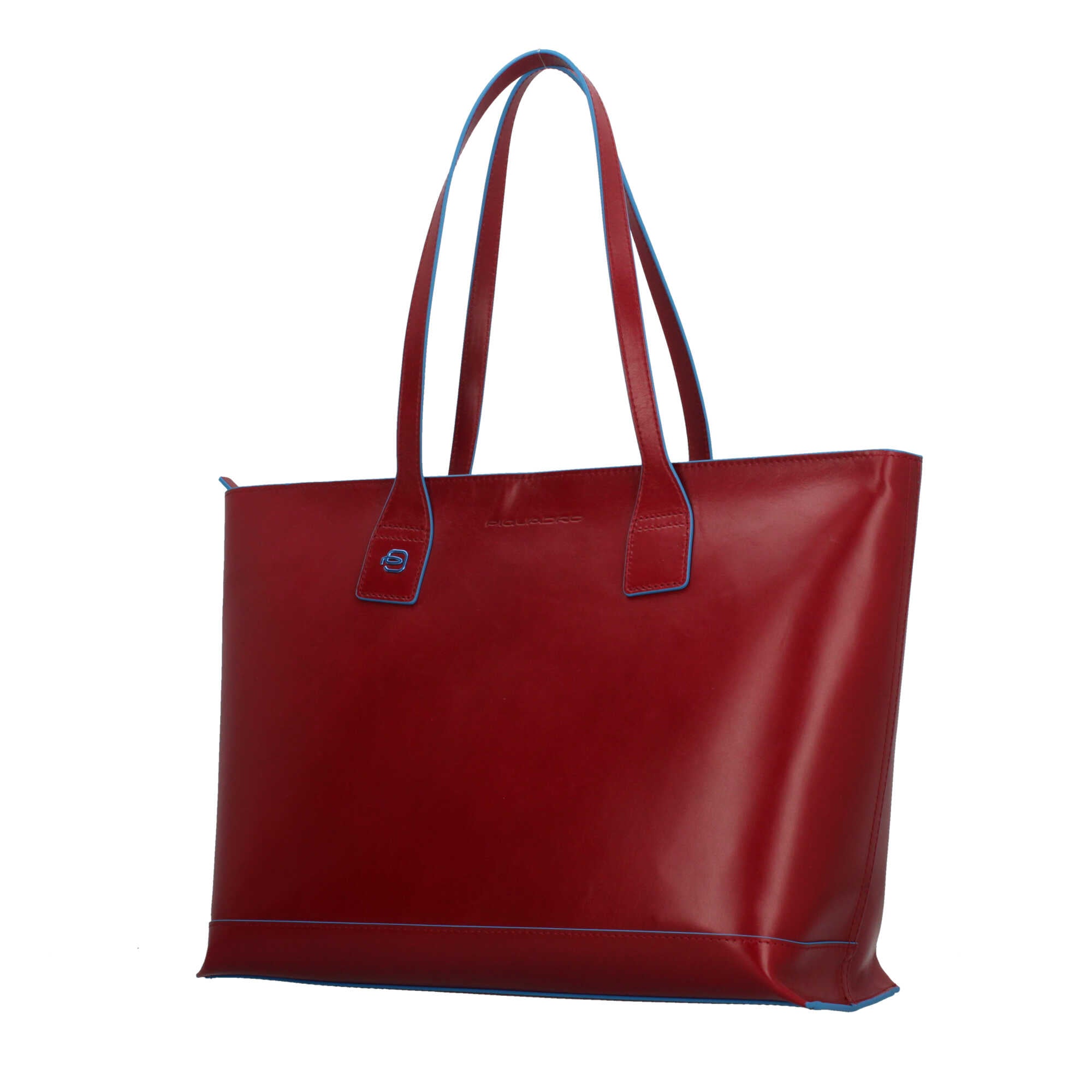 Shopper Piquadro Blue Square in Pelle con Manici Lunghi