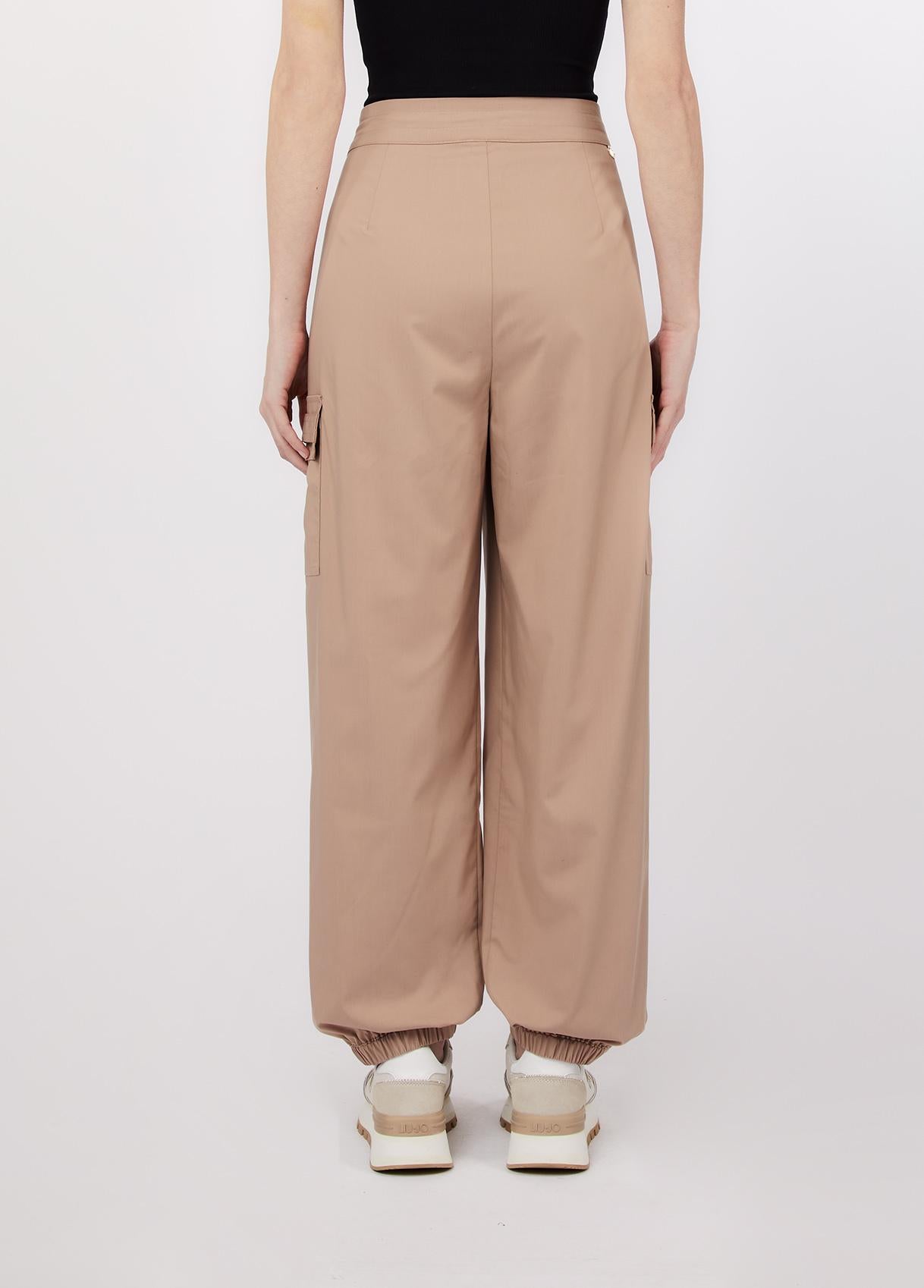 Pantaloni cargo Liu Jo donna con coulisse in vita e tasche applicate Almond XS | Giò Fashion