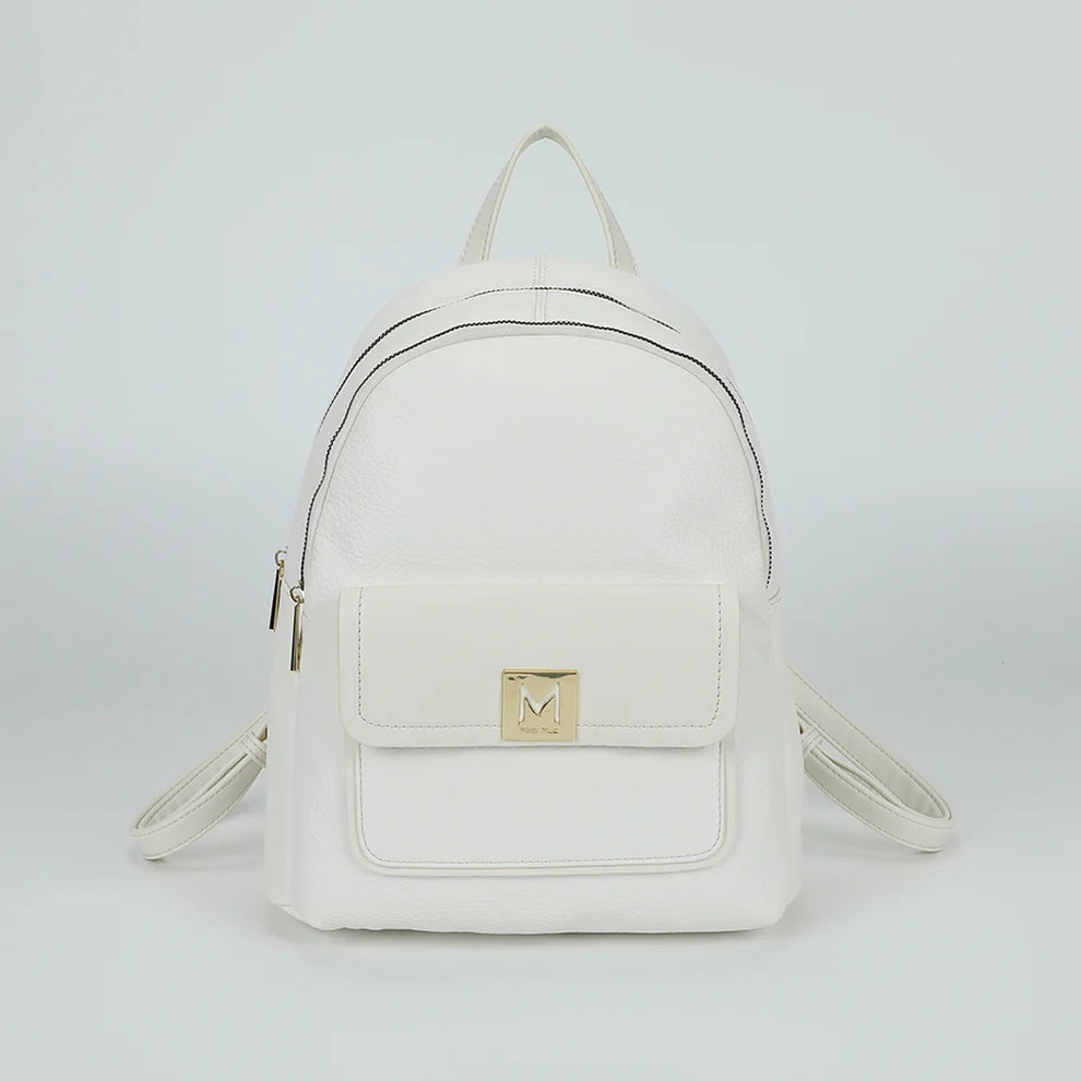 Zaino MIMI MUA con tasca frontale e logo in metallo Bianco TU | Giò Fashion