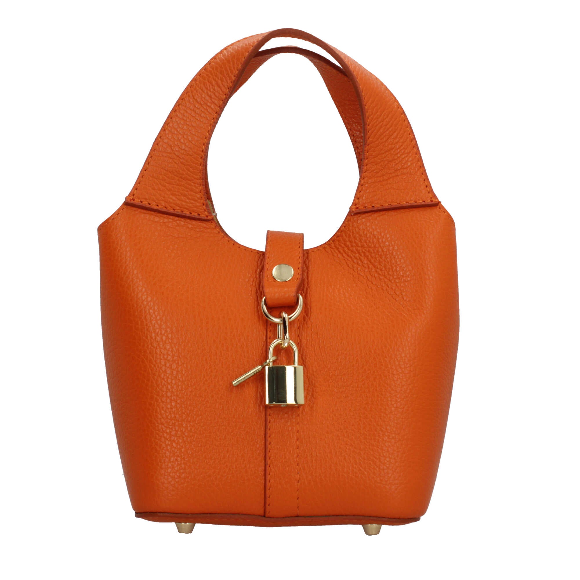 Borsa Made in Italy a mano in vera pelle con chiusura a lucchetto