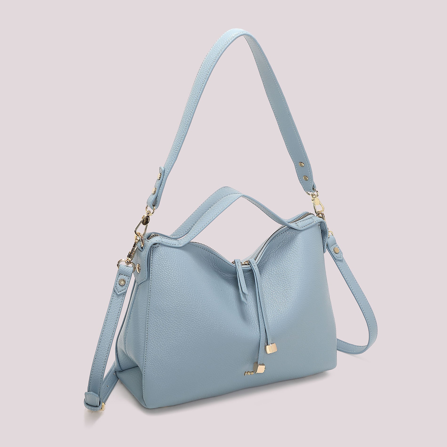 Mimi Mua borsa a spalla morbida con coulisse e tracolla regolabile AZZURRO TU | Giò Fashion