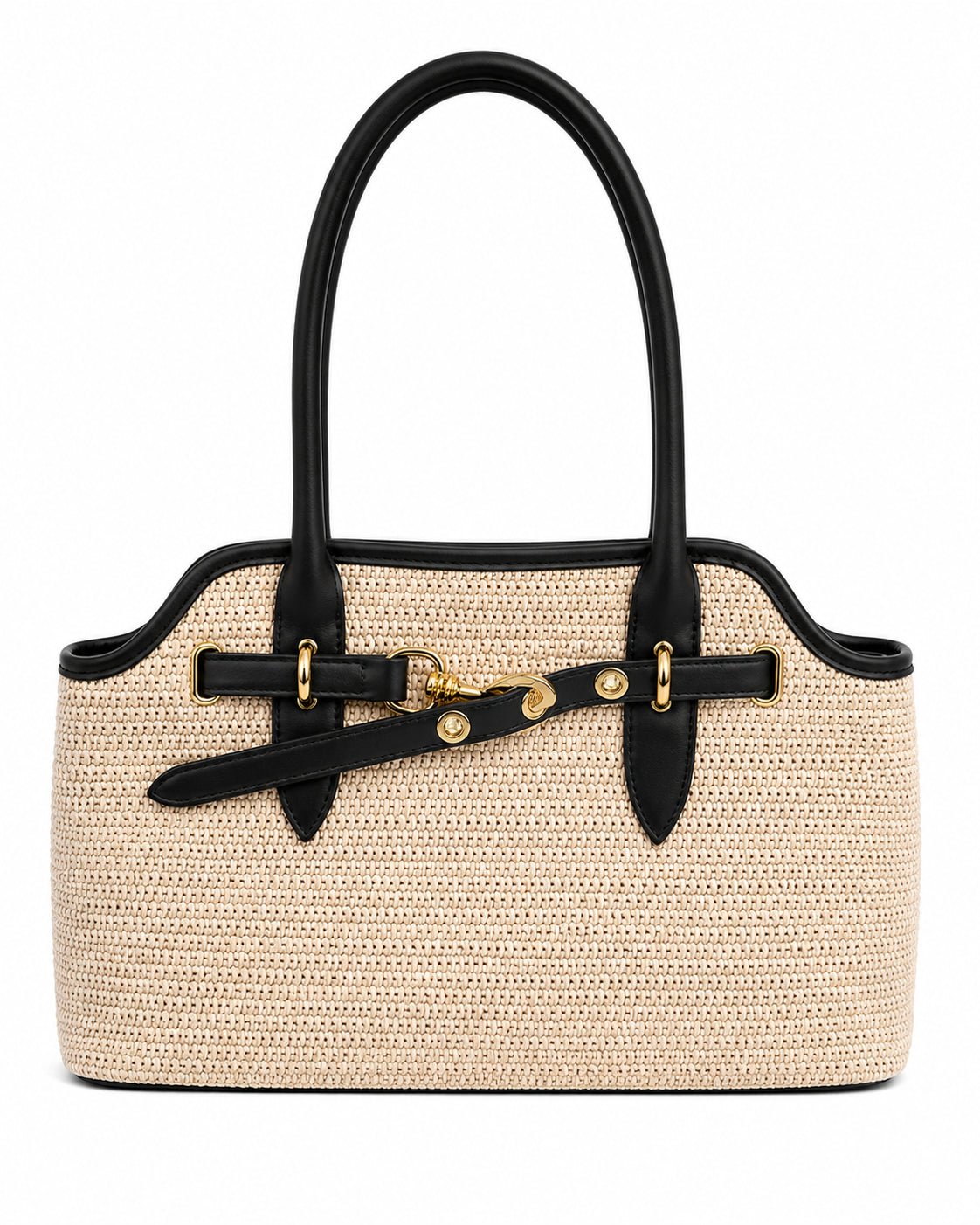 Borsa a Spalla Vera Pelle Donna con Dettagli Metallici