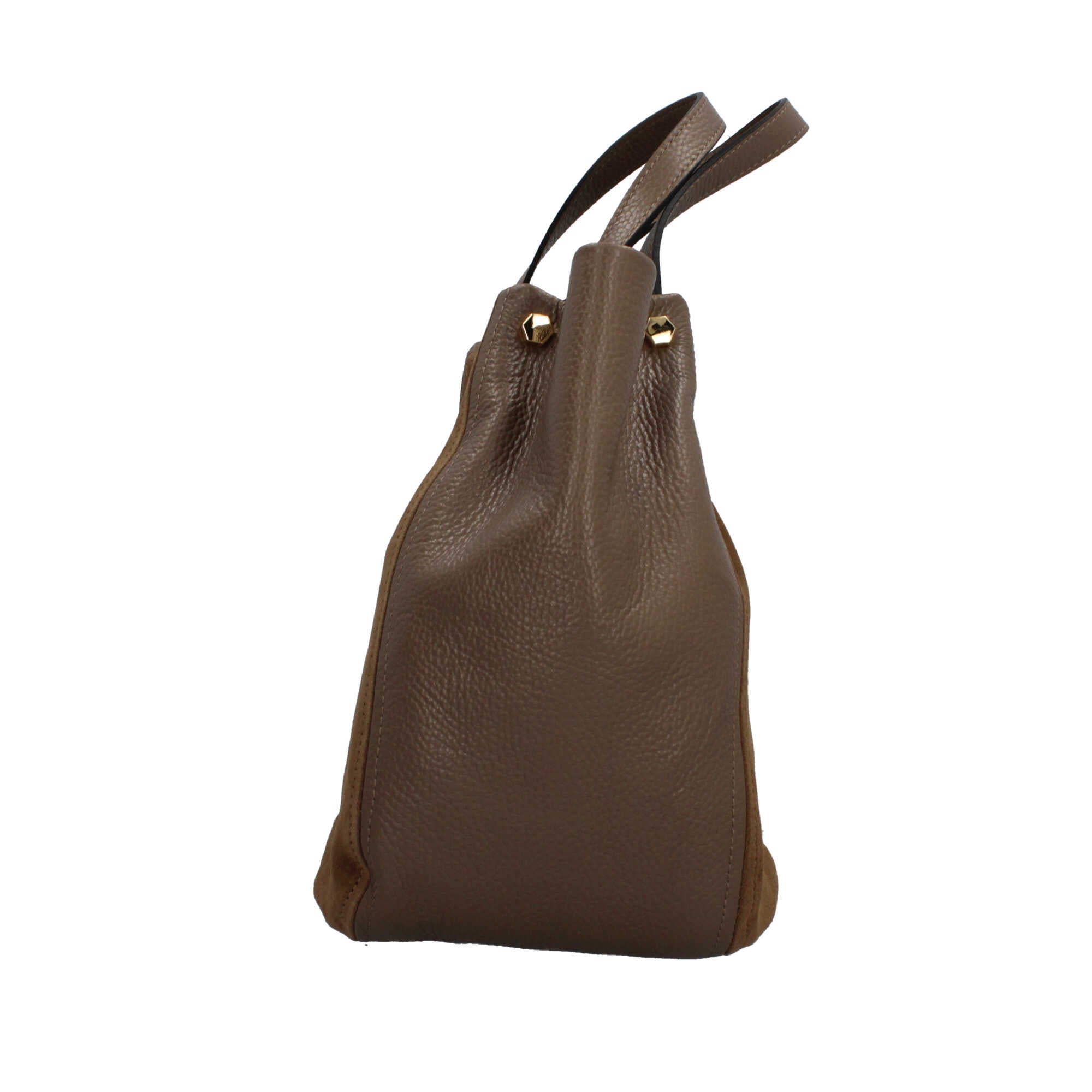 Borsa a mano Made in Italy in pelle e suede con tracolla rimovibile Beige TU | Giò Fashion