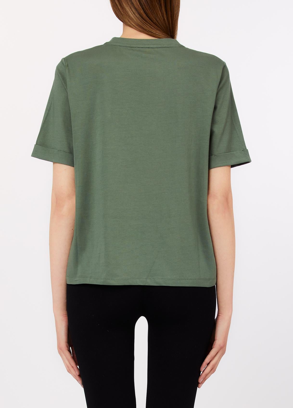 T shirt Liu Jo donna con scollo a V e applicazioni luminose Nero S | Giò Fashion