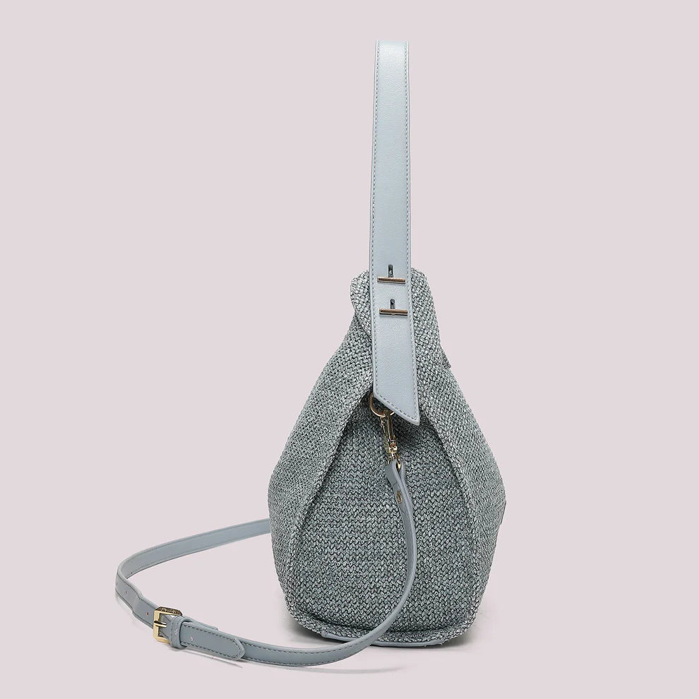 Borsa Hobo Mimi Mua Paglia CELESTE TU | Giò Fashion
