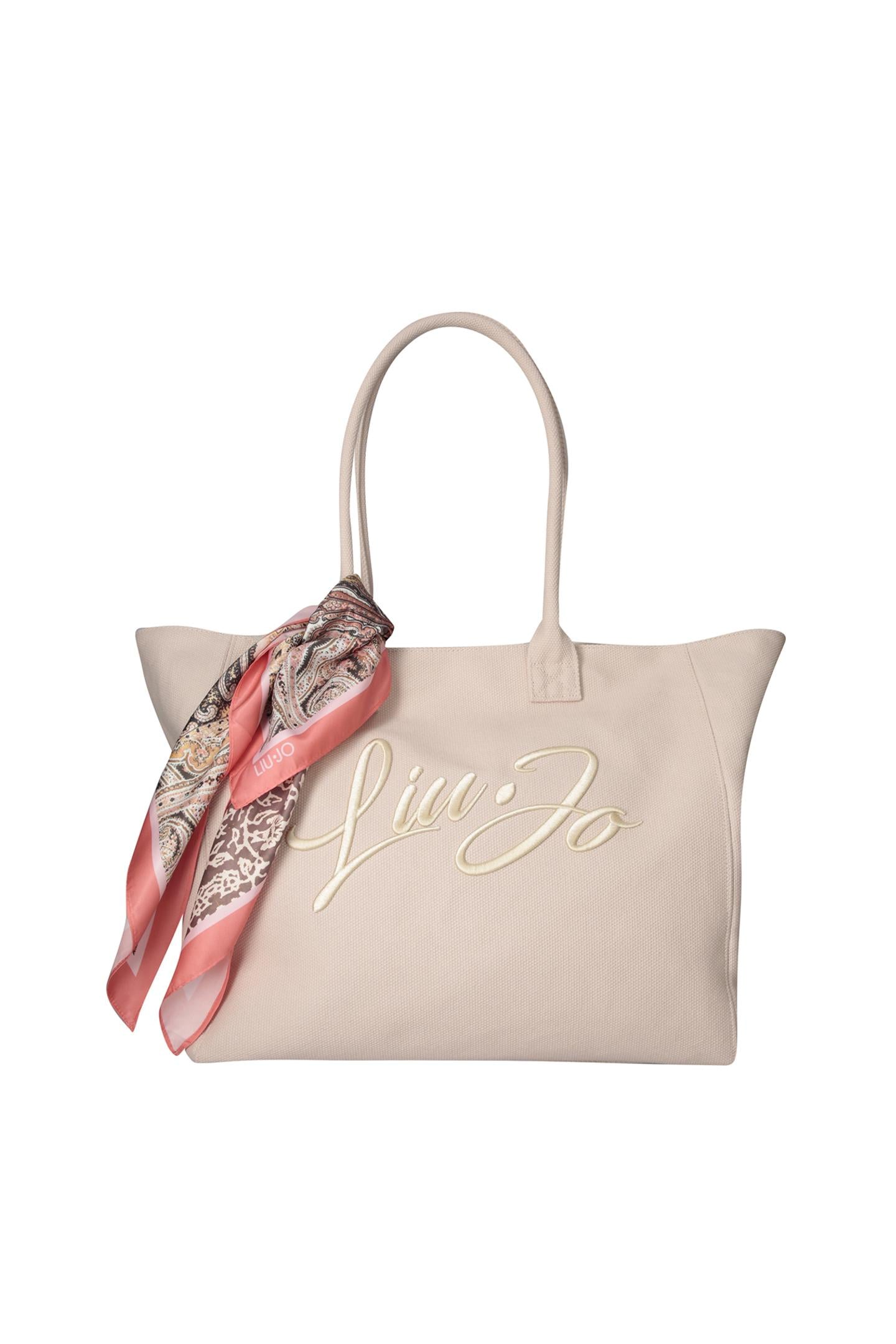 Borsa Shopping Liu Jo Donna con Logo Frontale e Foulard Decorativo Rosa TU | Giò Fashion