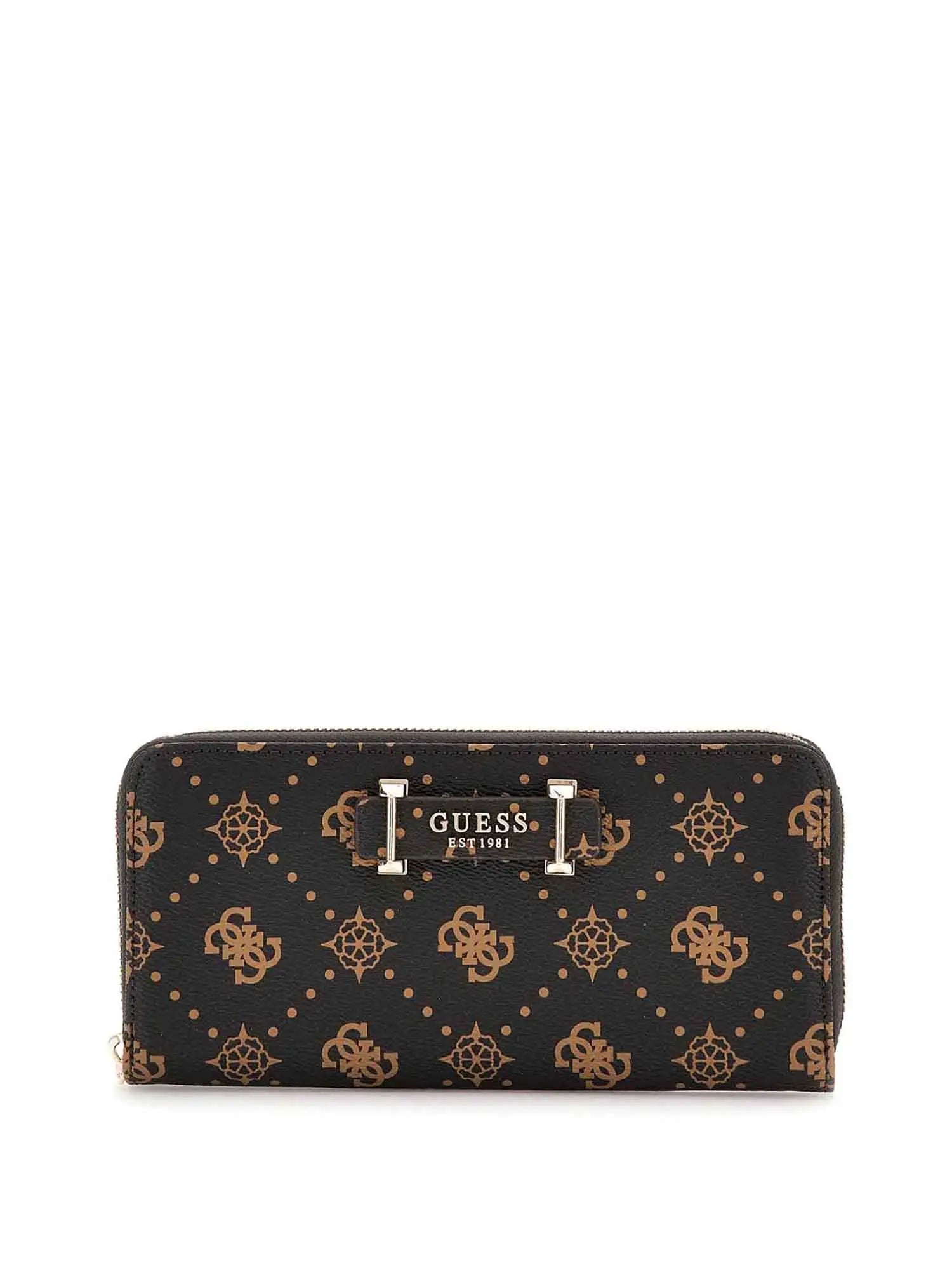 Portafoglio Guess con stampa logo 4G e chiusura zip