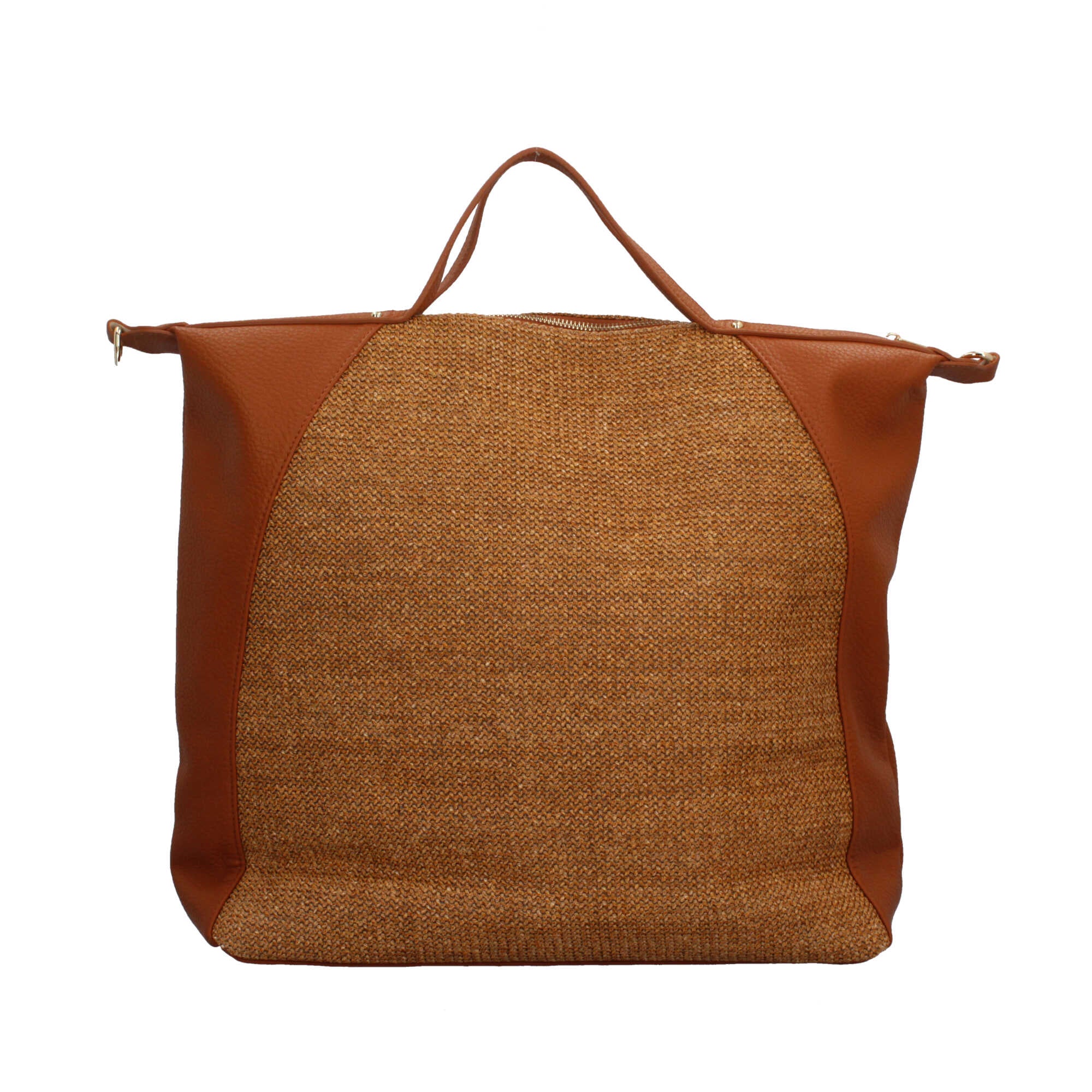 Borsa donna YNot maxi in rafia con doppi manici e tracolla