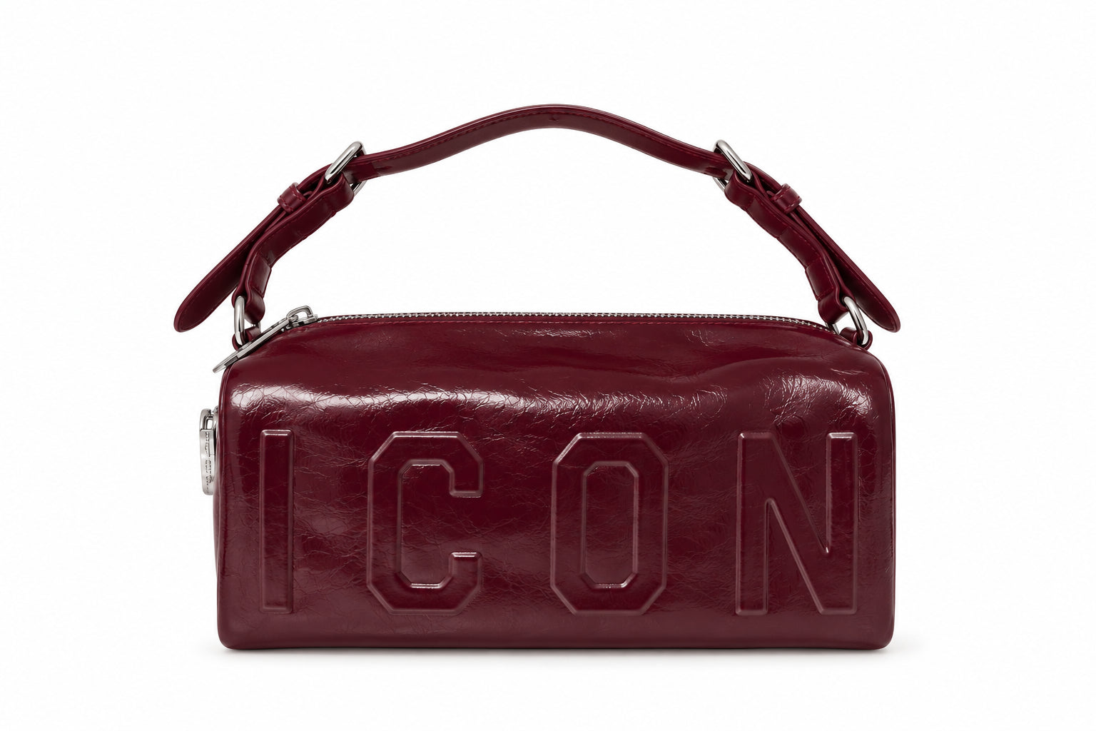 Borsa a spalla nera con logo ICON in rilievo