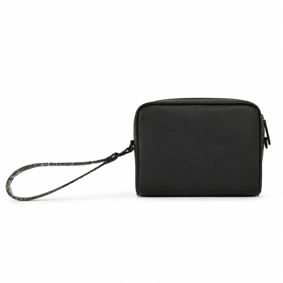 Beauty case da uomo con tasca frontale e cinturino da polso
