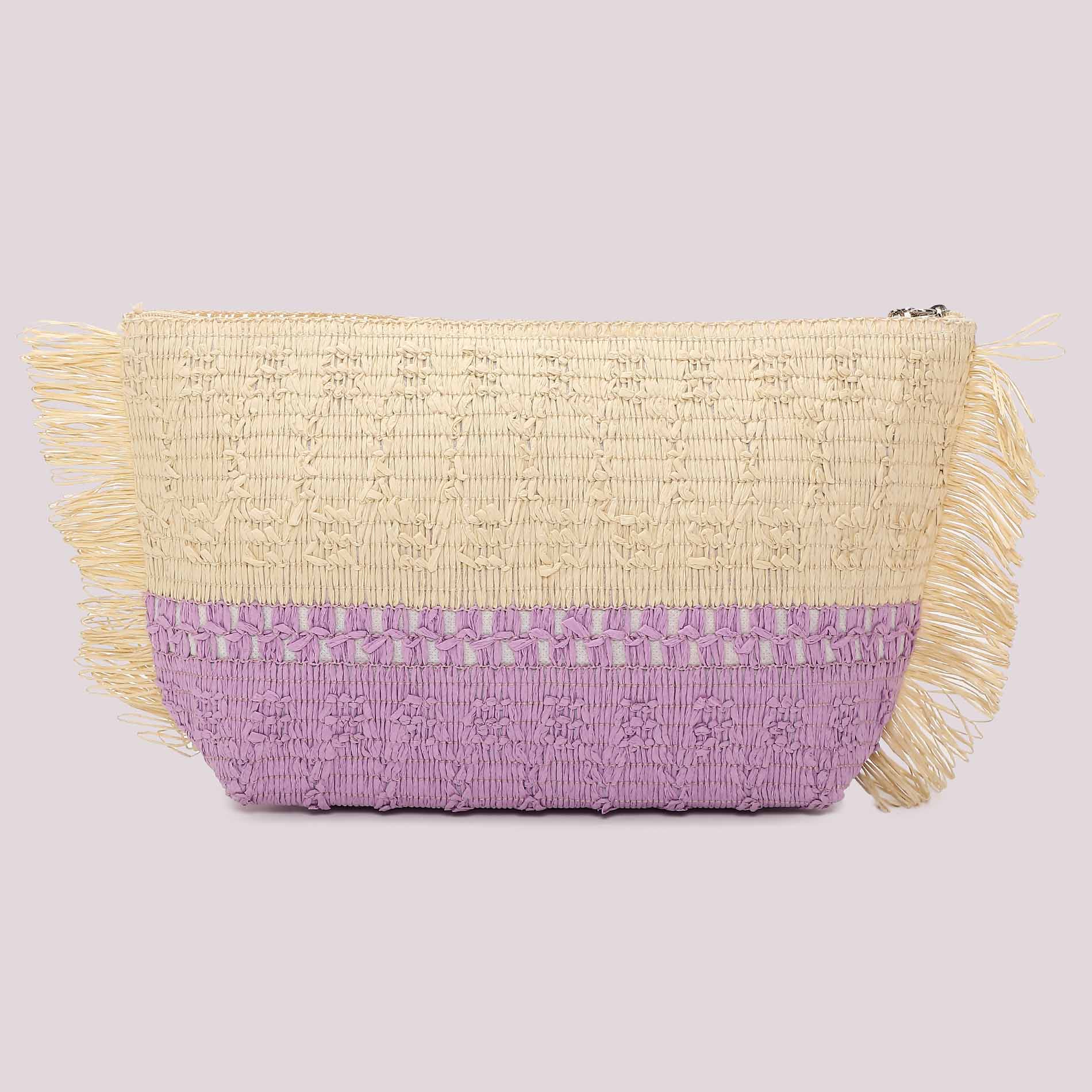 Mimi Mua pochette mare intrecciata con frange LILLA TU | Giò Fashion