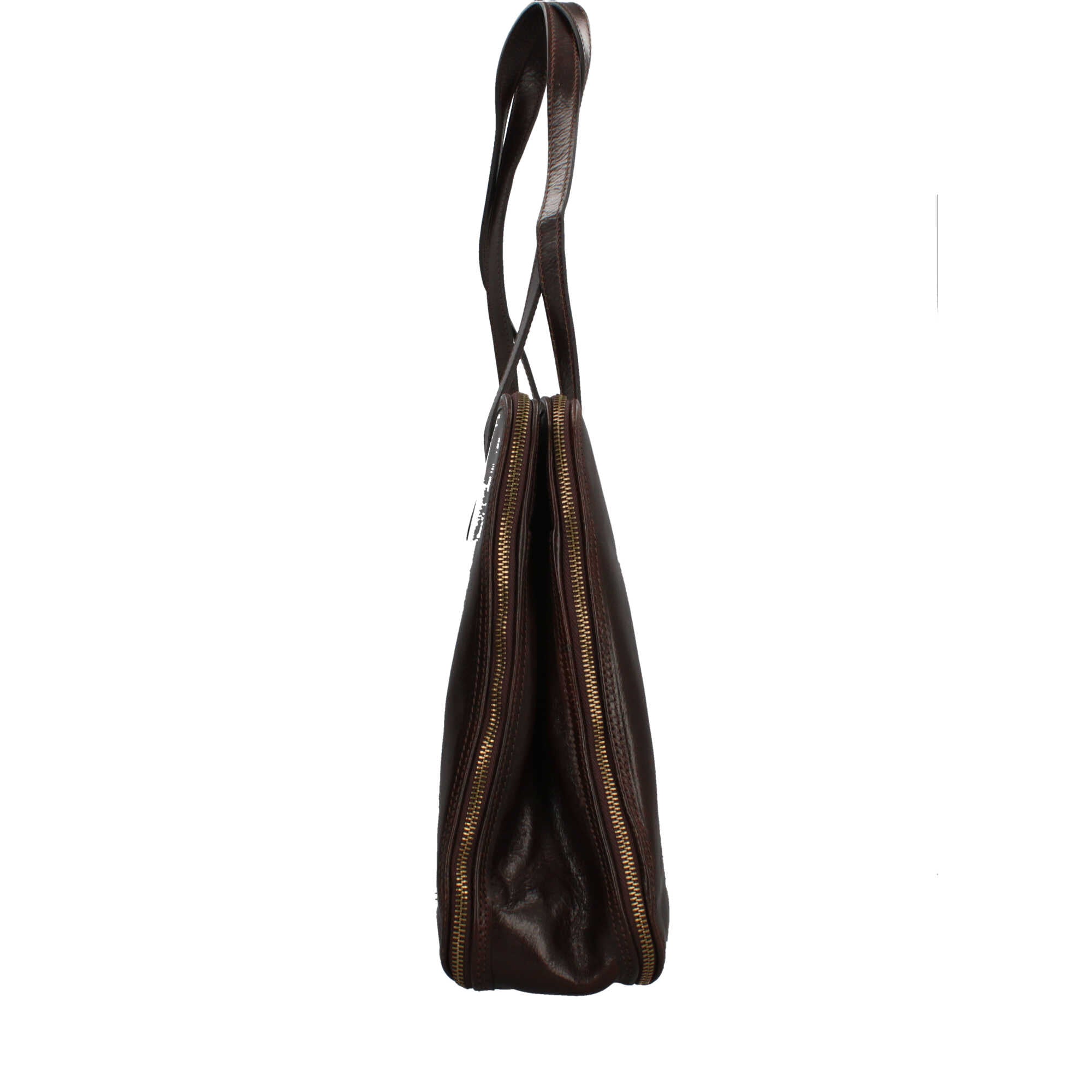 Borsa Made in Italy a mano con zip superiore e design professionale Marrone TU | Giò Fashion