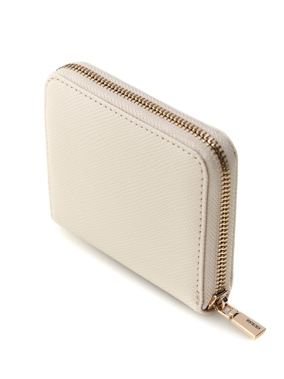 Portafoglio Guess donna con zip logo frontale e texture AVORIO TU | Giò Fashion