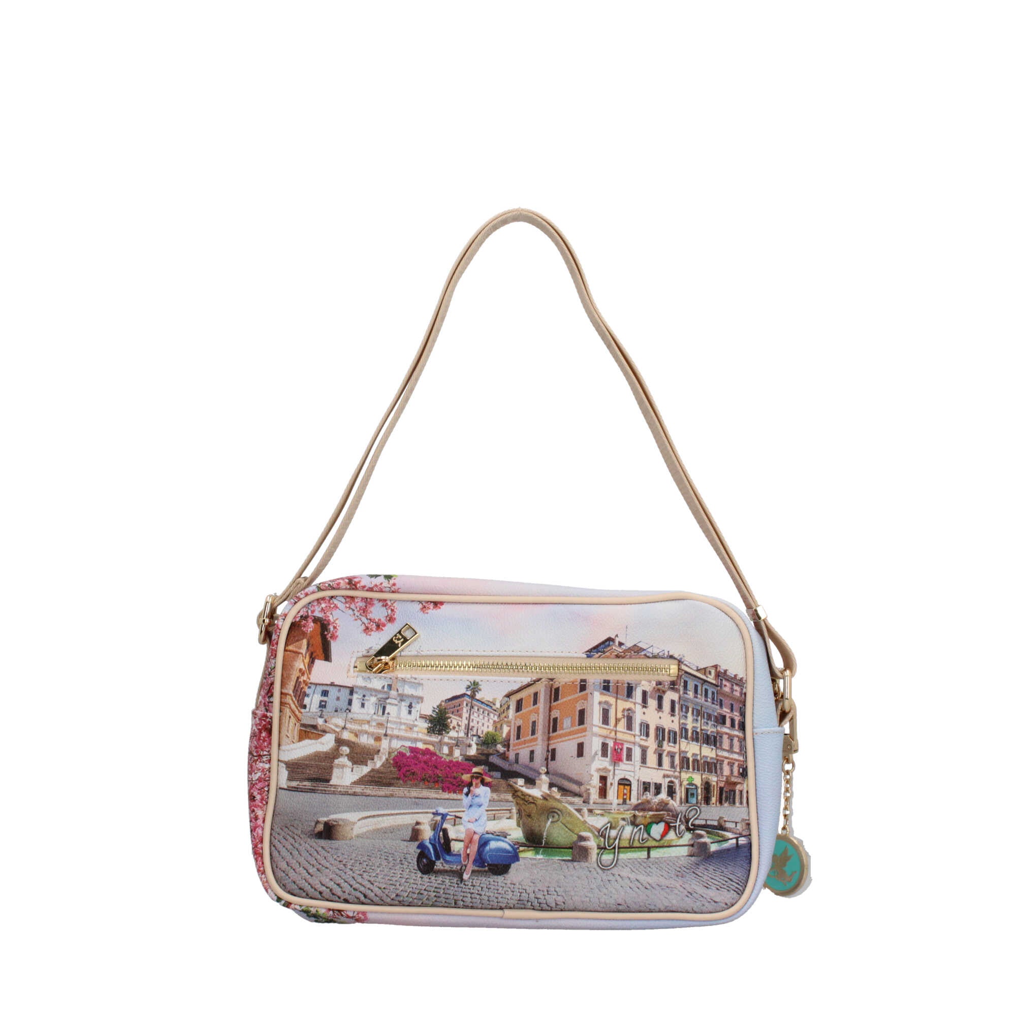 Borsa a tracolla YNot con stampa artistica e chiusura zip