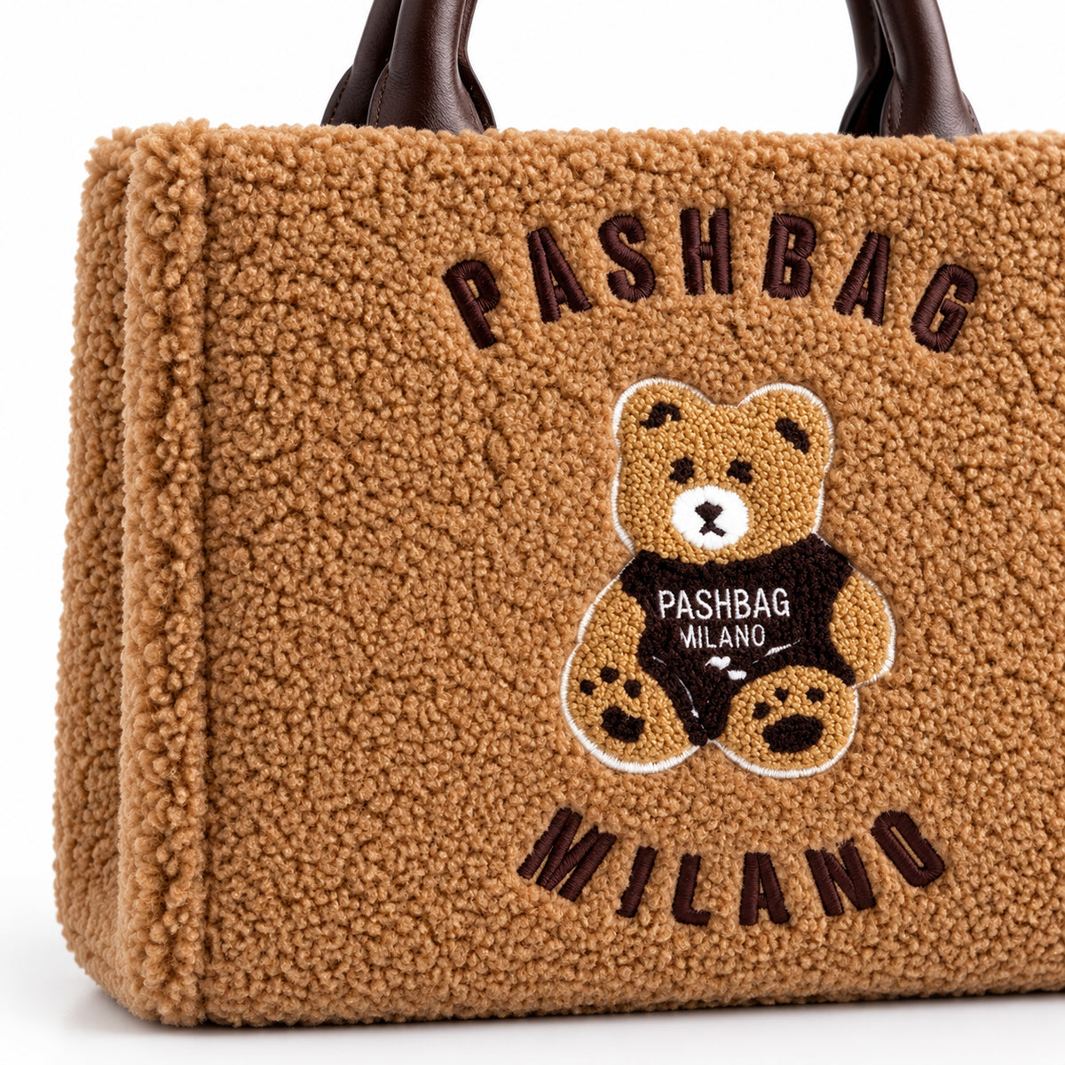 PashBag Borsa a Mano Morbida con Orsetto Ricamato