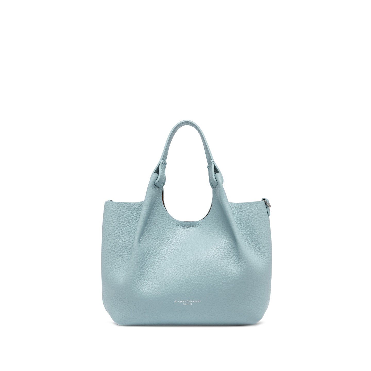 Gianni Chiarini Dua borsa in pelle grana maxi con doppi manici e tracolla Turchese TU | Giò Fashion