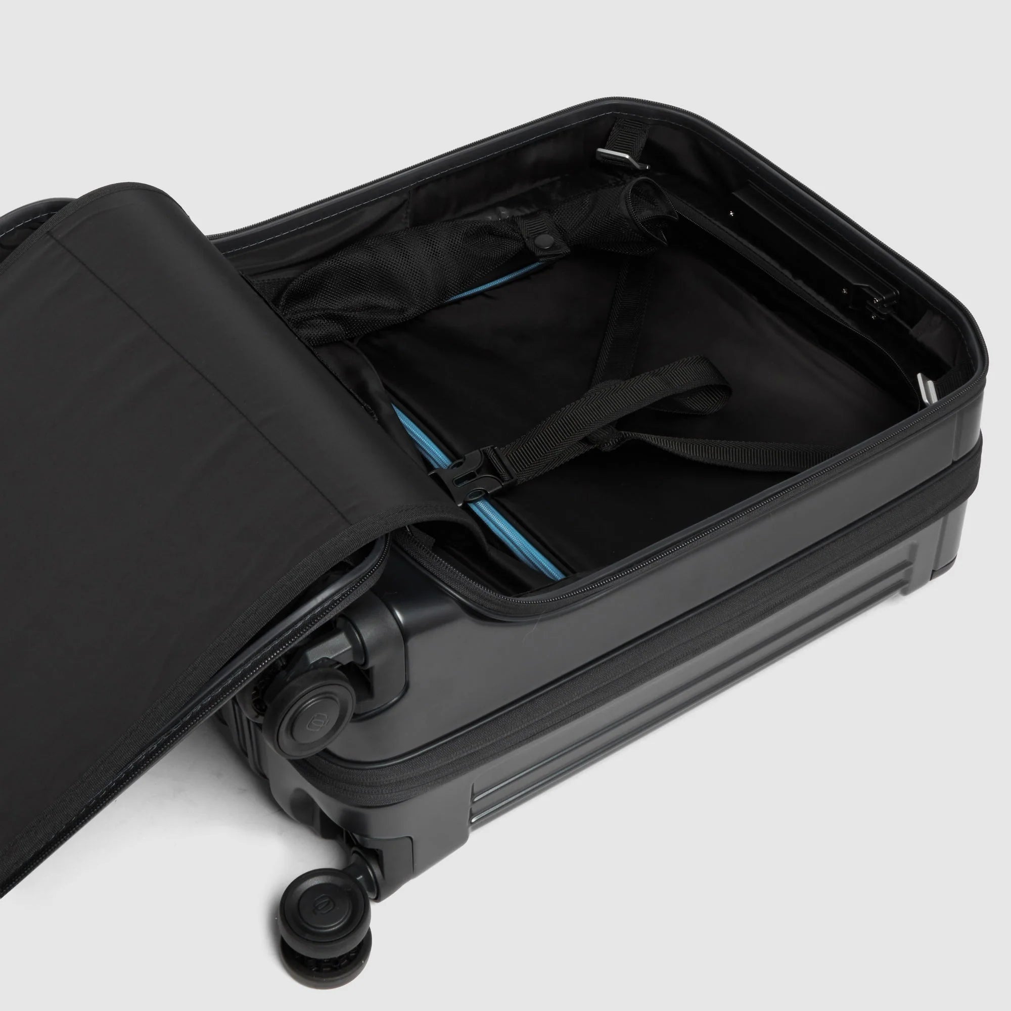 Piquadro Trolley Rigido da Cabina PQ-Light Blu Opaco Espandibile con 4 Ruote e Porta PC 17,3"