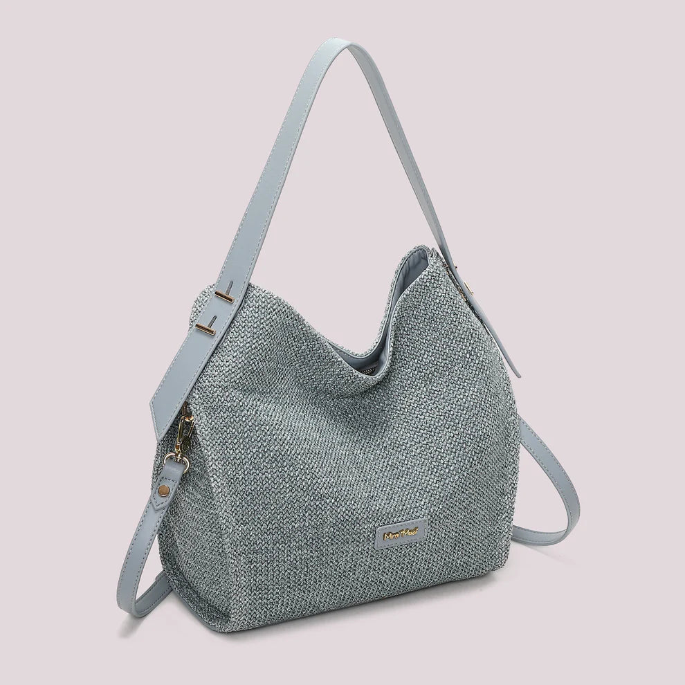 Borsa Hobo Mimi Mua Paglia CELESTE TU | Giò Fashion