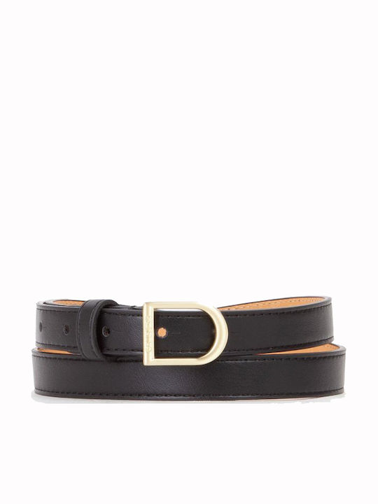 Cintura Valentino in pelle sintetica con fibbia rotonda logo V NERO L | Giò Fashion