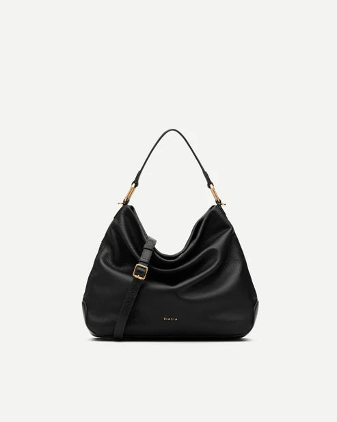 Borsa hobo Biasia in pelle con doppio manico e tracolla regolabile NERO TU | Giò Fashion