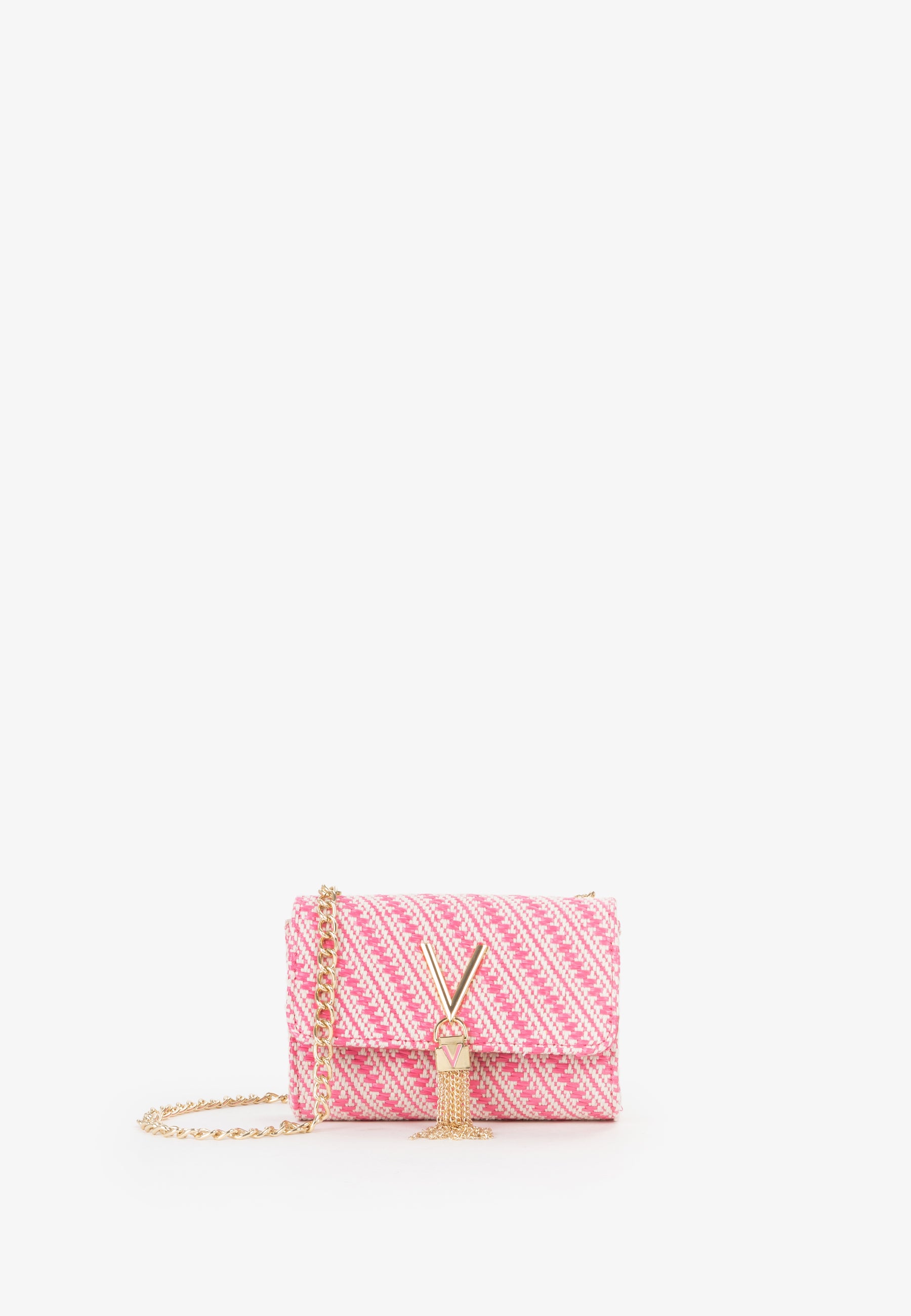 Mini bag donna Mario Valentino in tessuto intrecciato con tracolla a catena FUXIA-MULTI TU | Giò Fashion