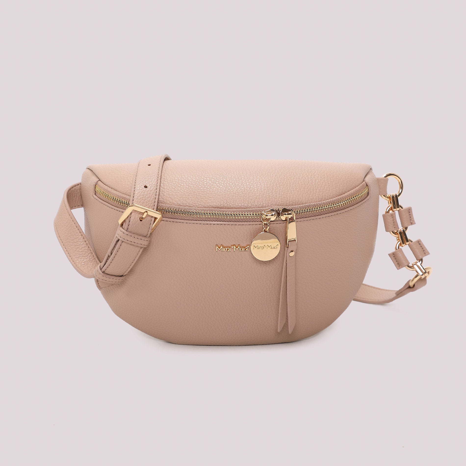 Marsupio donna Mimi Mua effetto pelle con zip e dettagli dorati Nude TU | Giò Fashion