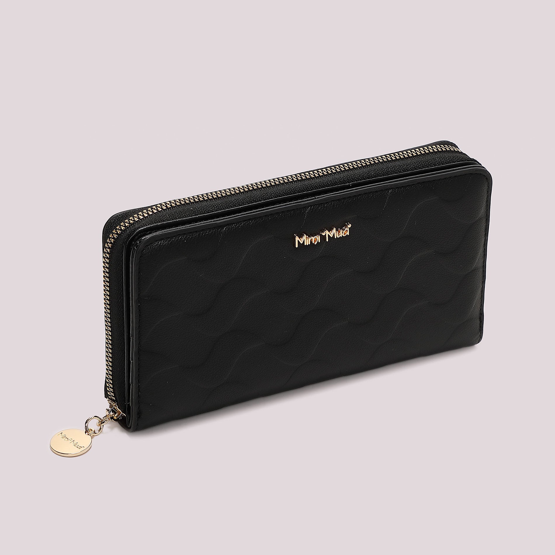 Portafoglio donna Mimi Mua grande zip around con motivo trapuntato elegante Nero TU | Giò Fashion