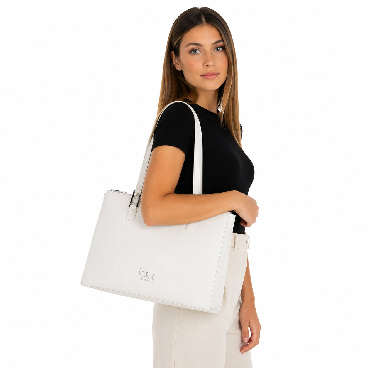 Borsa a spalla Byblos donna elegante con zip superiore e design essenziale