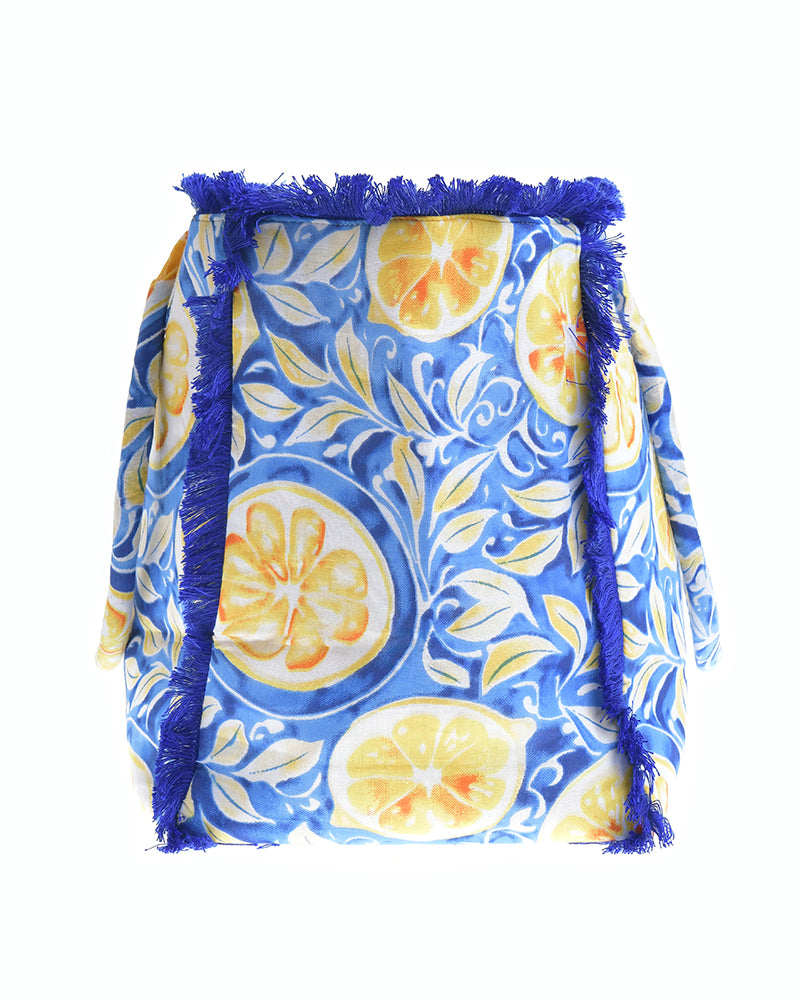Ble Resort Collection Borsa Blu in Tessuto con Fiori
