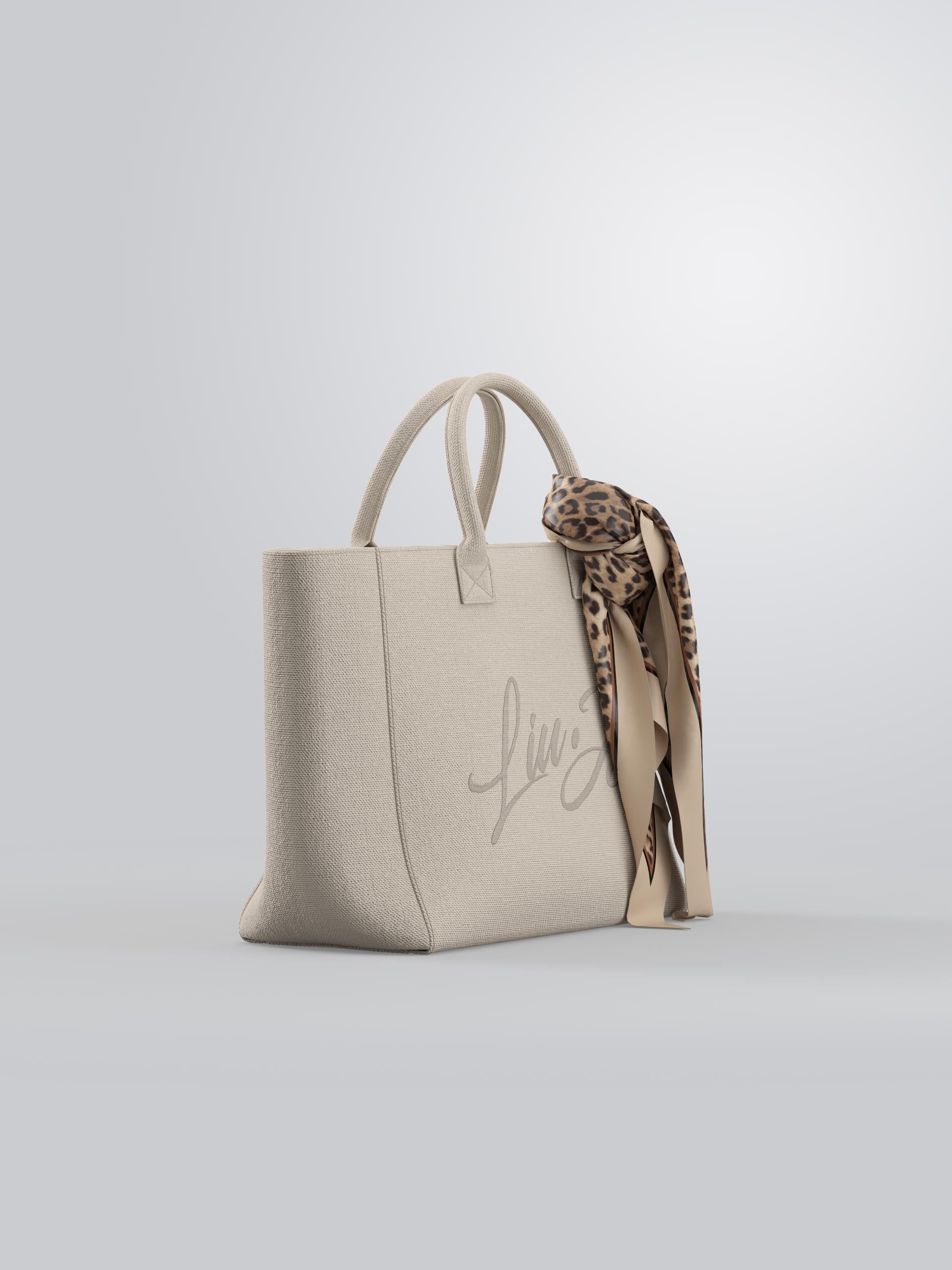 Borsa Shopping Liu Jo Donna con Logo Frontale e Foulard Decorativo Tela TU | Giò Fashion