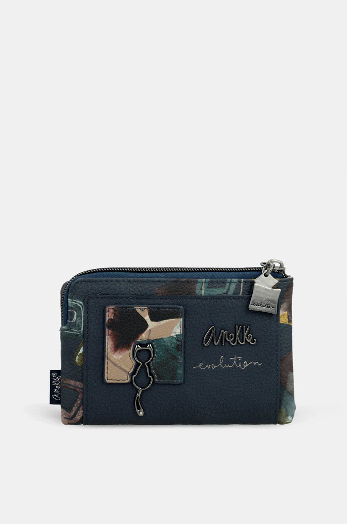 Anekke portafoglio zip con scomparti e design originale