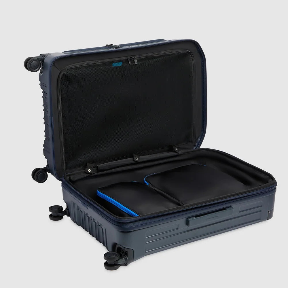 Piquadro Trolley Medio Rigido PQ-Light Verde Opaco Espandibile con 4 Ruote