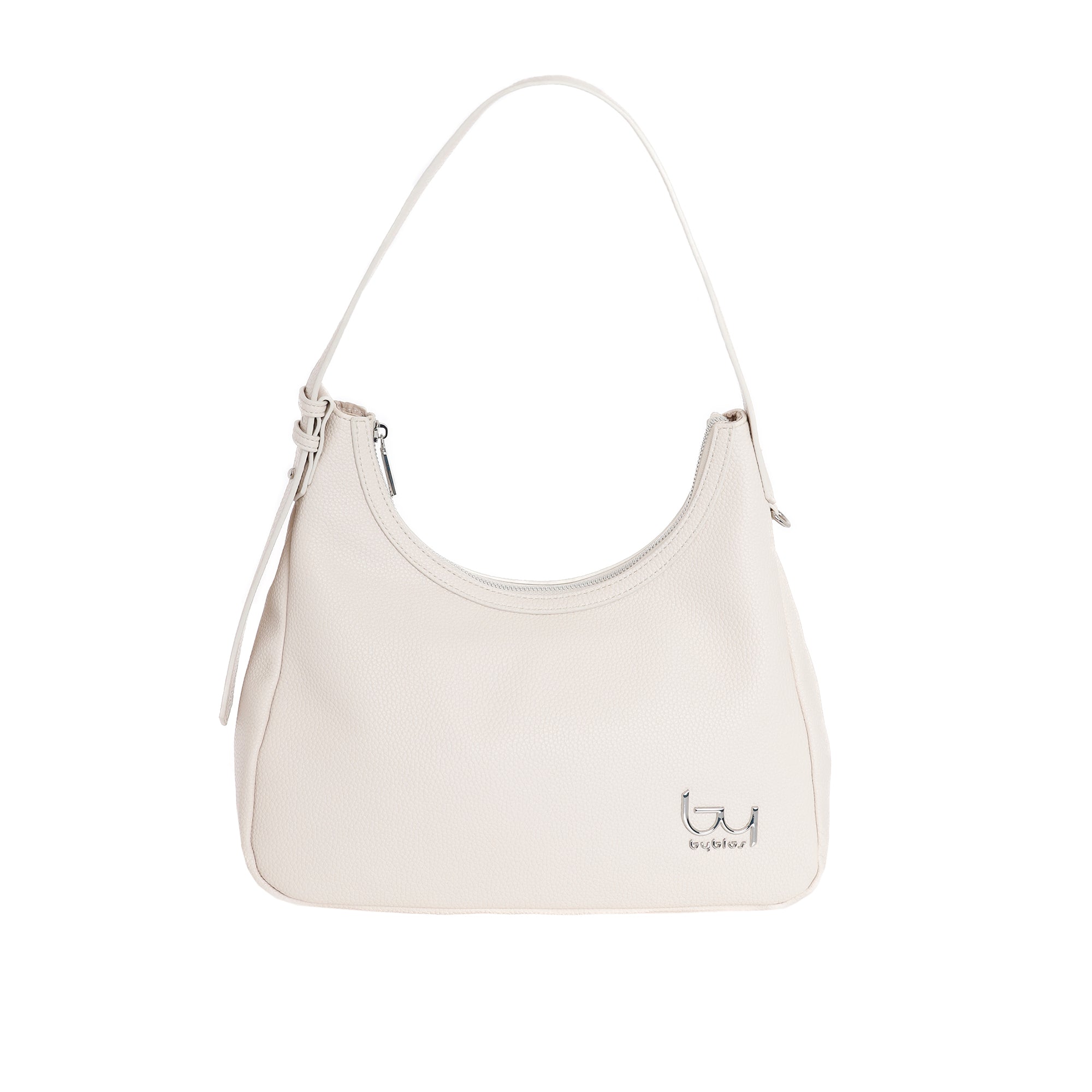 Borsa a spalla Byblos donna in ecopelle morbida con zip e logo frontale AVORIO TU | Giò Fashion