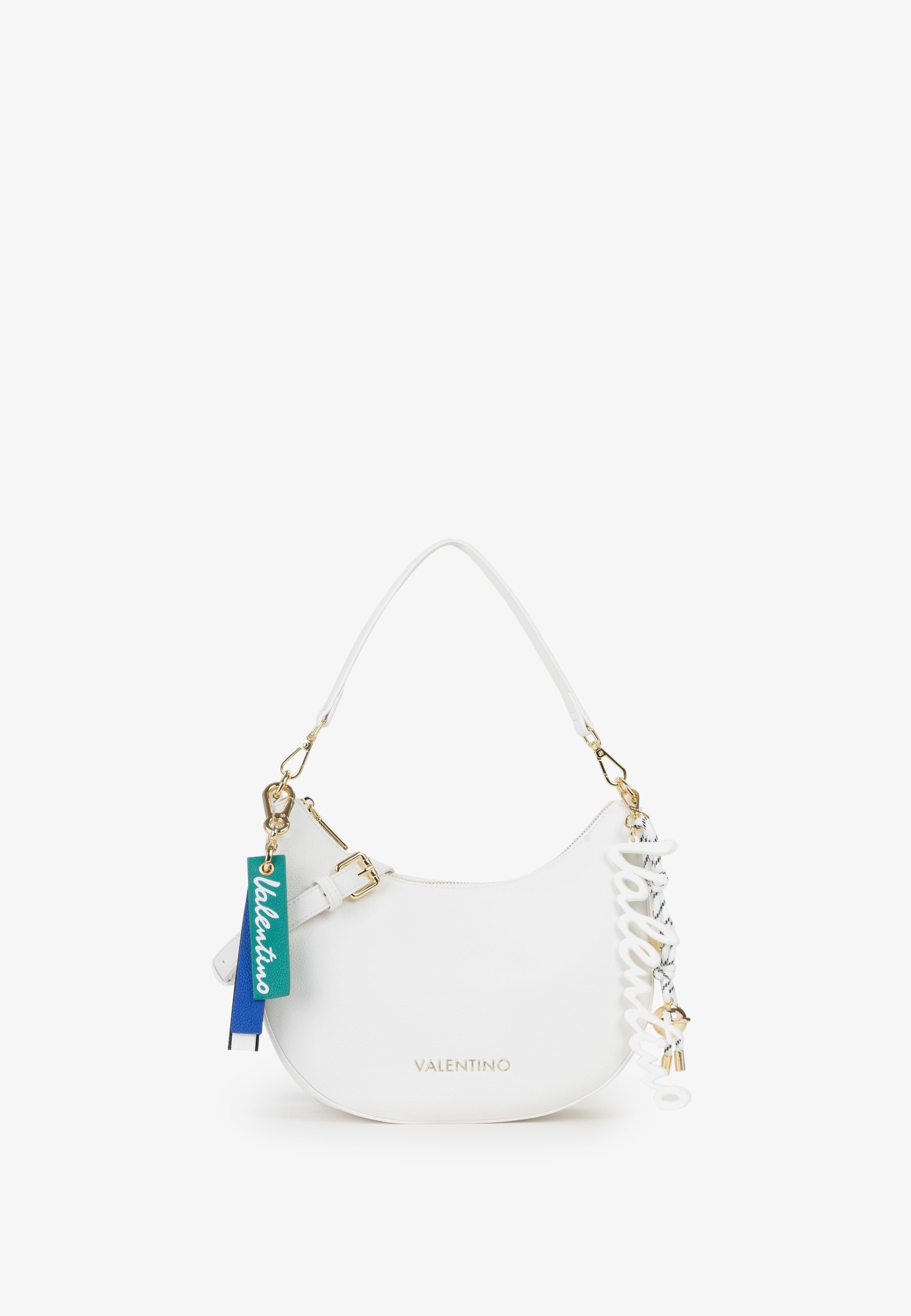 Borsa a spalla donna Mario Valentino compatta con silhouette arrotondata e dettagli iconici Bianco TU | Giò Fashion