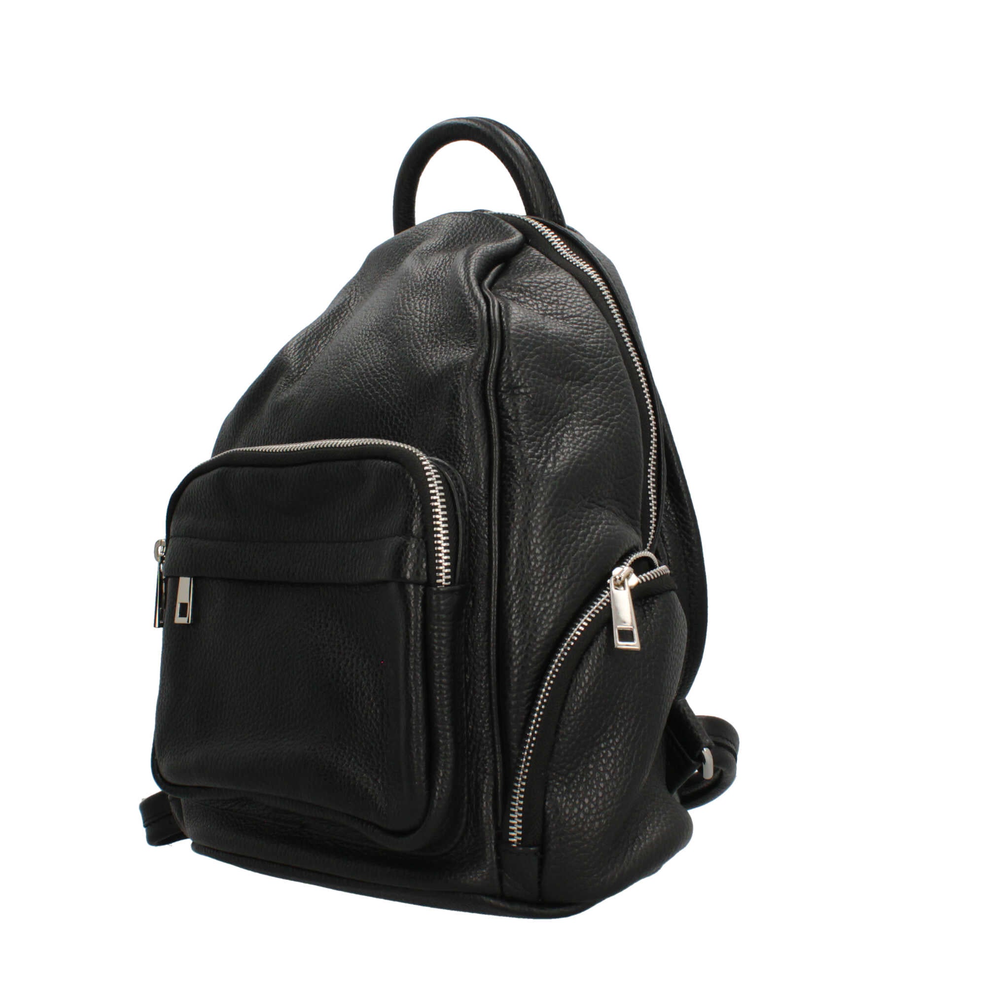 Zaino Made in Italy con tasca frontale e zip laterali NERO TU | Giò Fashion