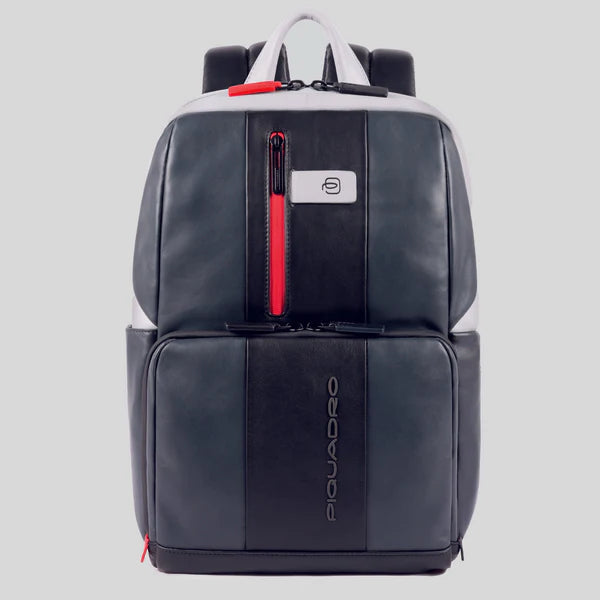 Zaino porta PC 14 Piquadro in pelle con doppio comparto e protezione Shock Absorber NERO/GRIGI TU | Giò Fashion