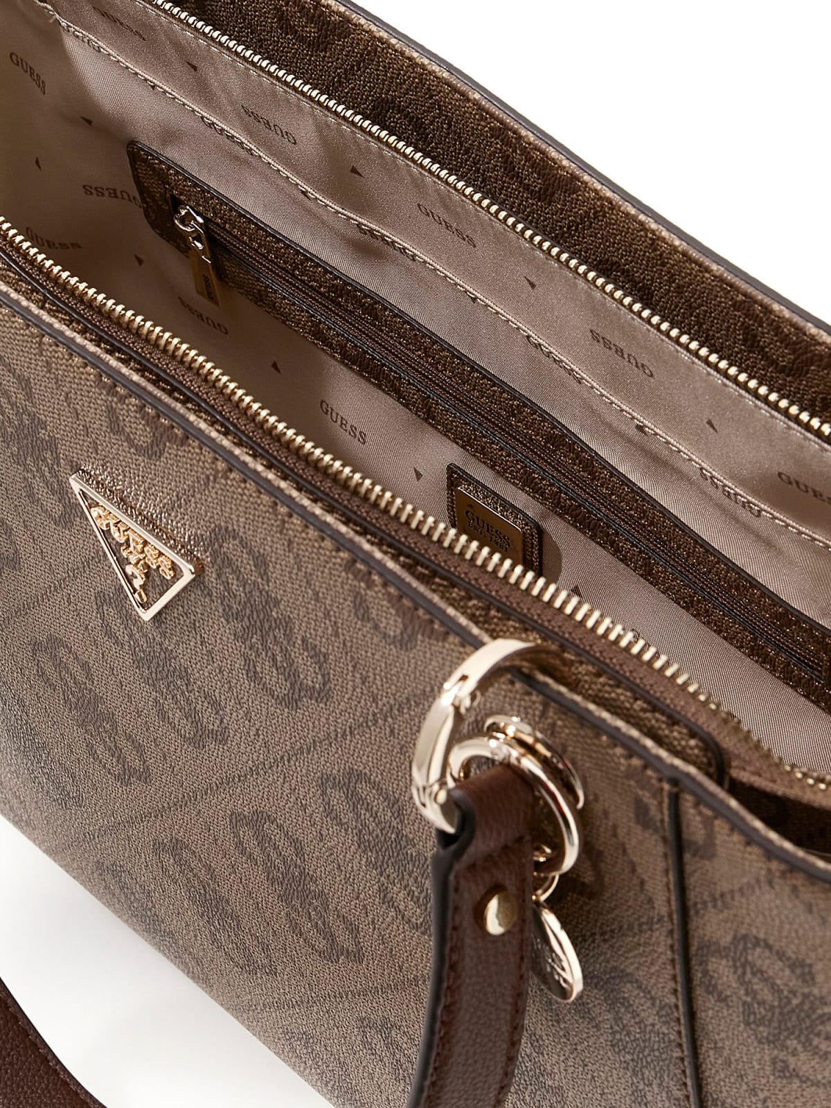 Shopping bag Guess donna logo all over con charm e manici a spalla