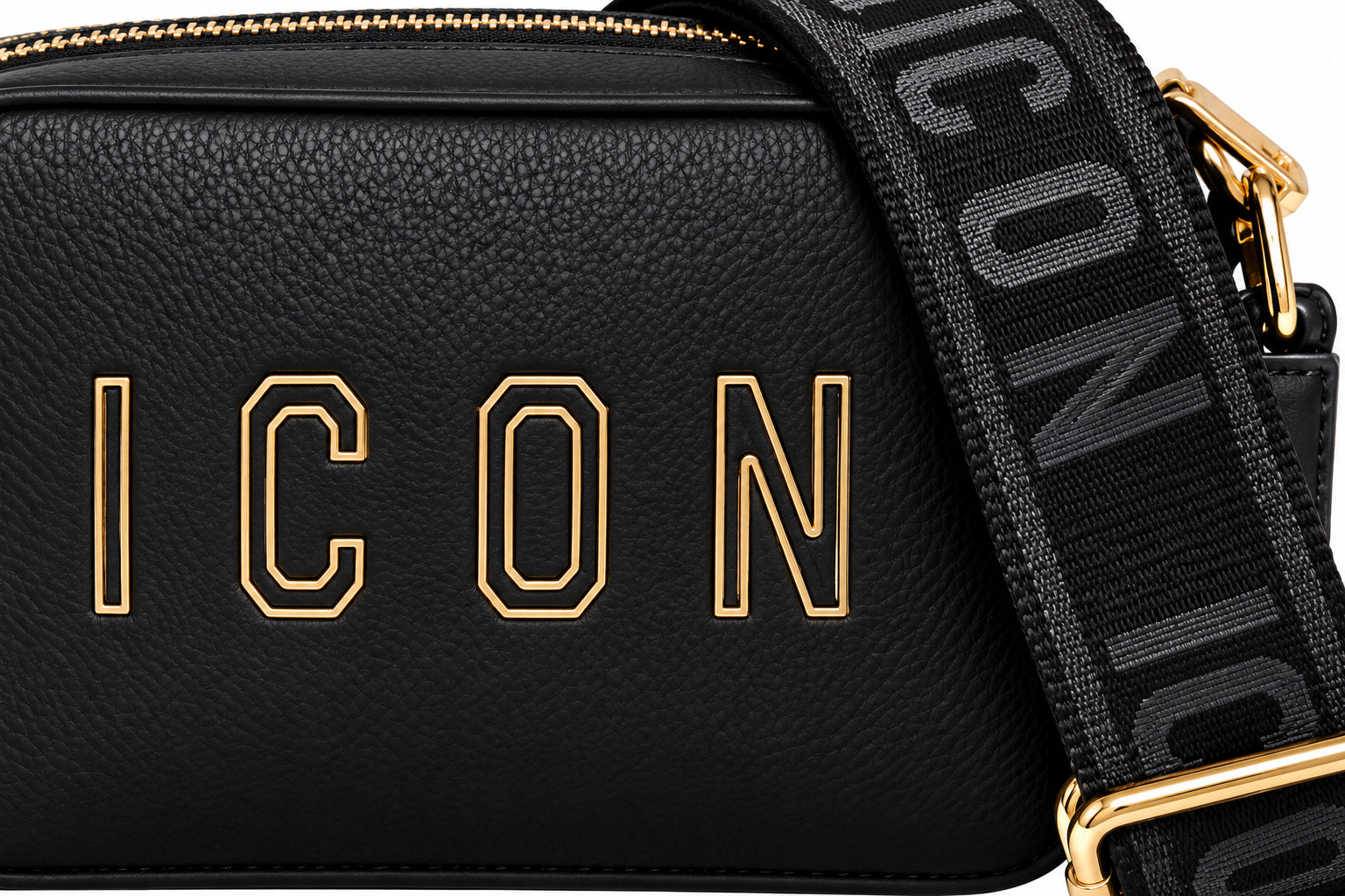 Borsa camera bag con tracolla logata e scritta