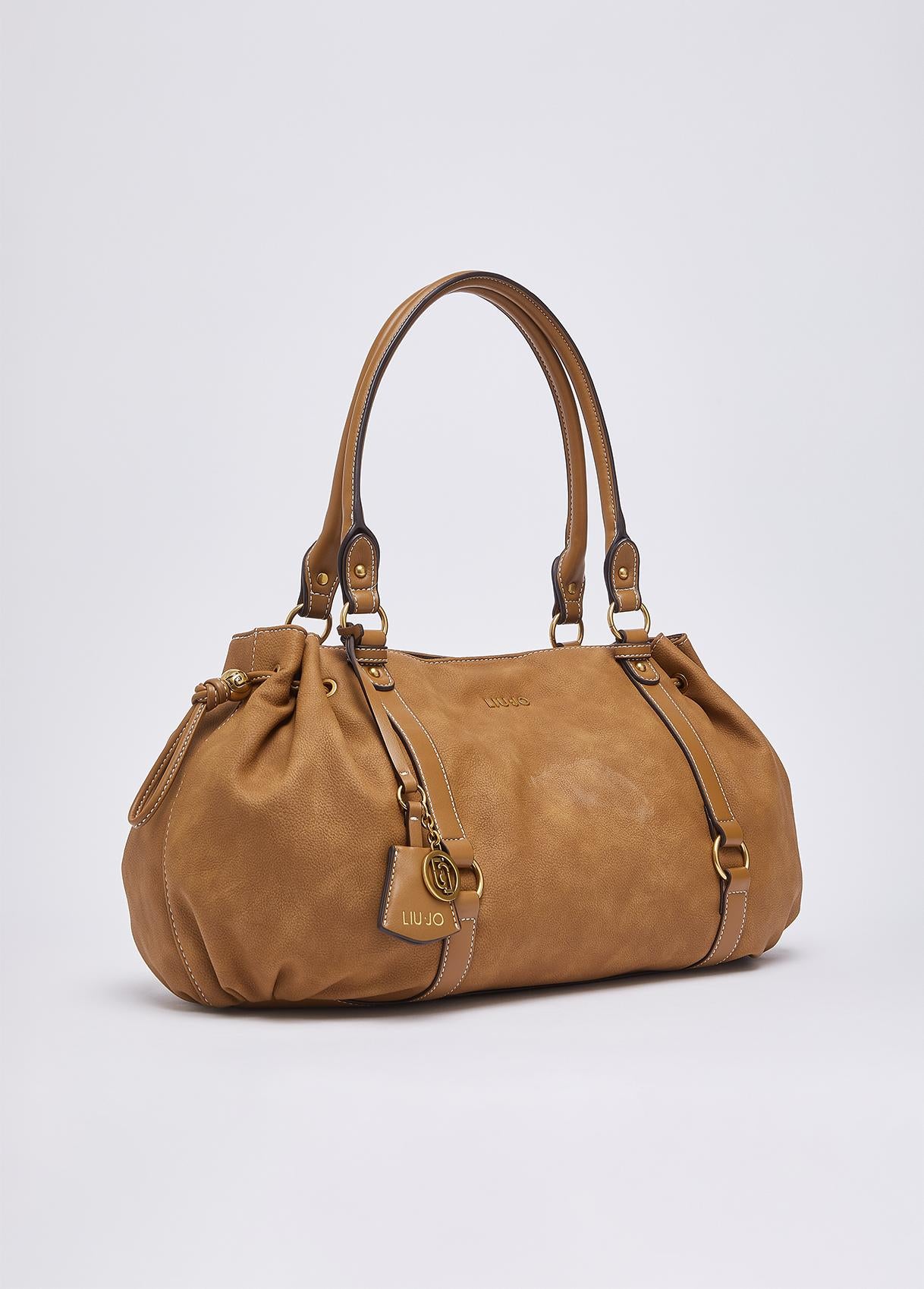 Borsa a mano Liu Jo con coulisse laterale e charm logato Cammello TU | Giò Fashion