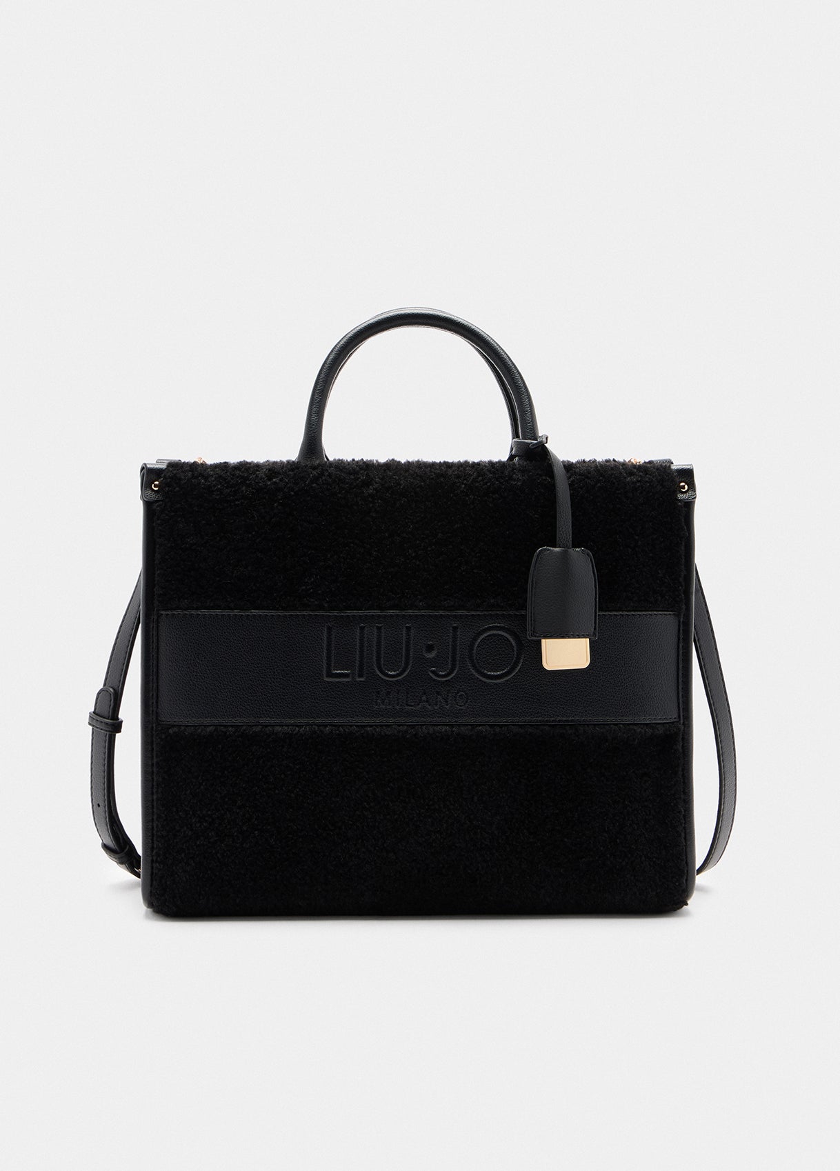 Borsa a mano Liu Jo in shearling con logo Nero TU | Giò Fashion