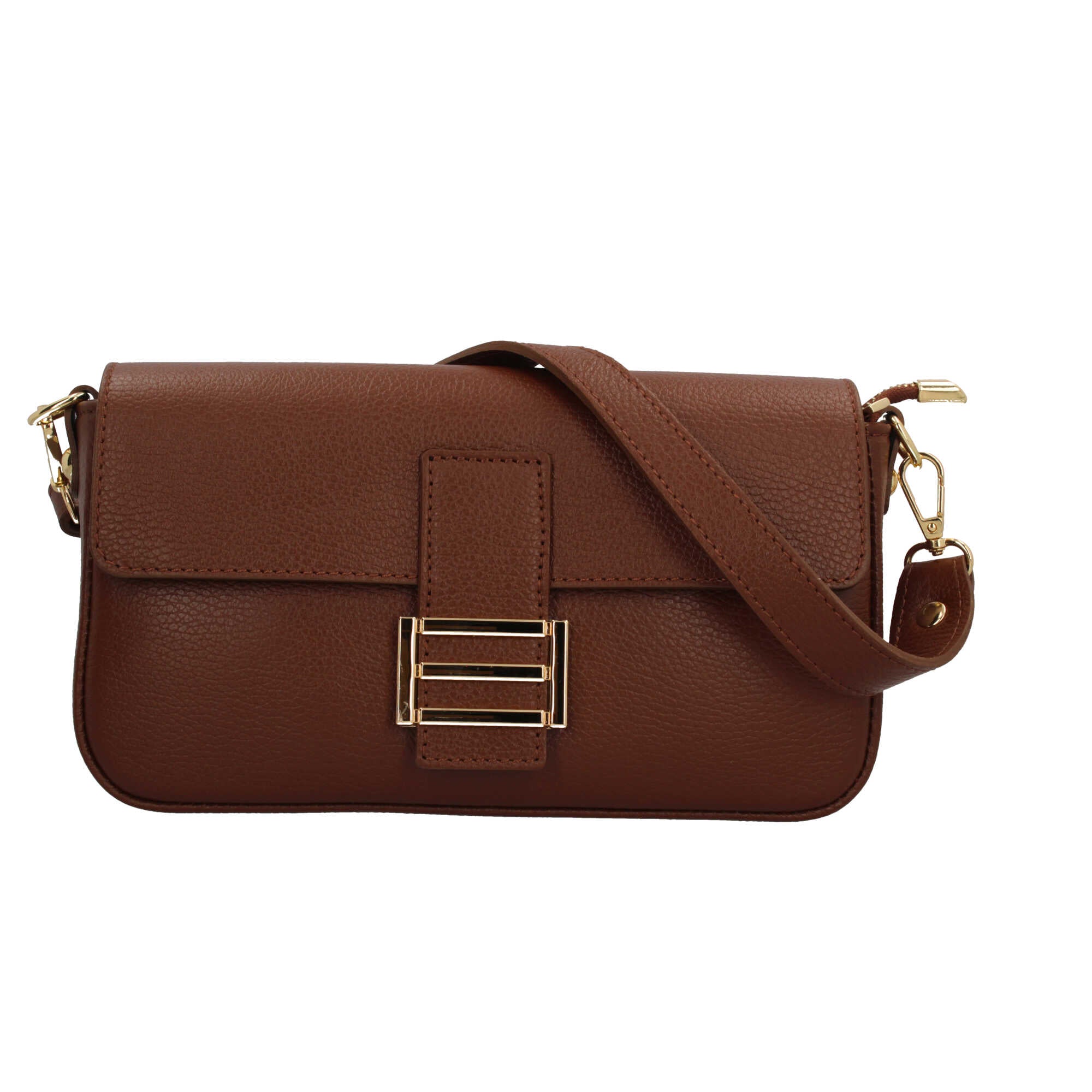 Borsa a tracolla in vera pelle martellata Made in Italy Marrone TU | Giò Fashion