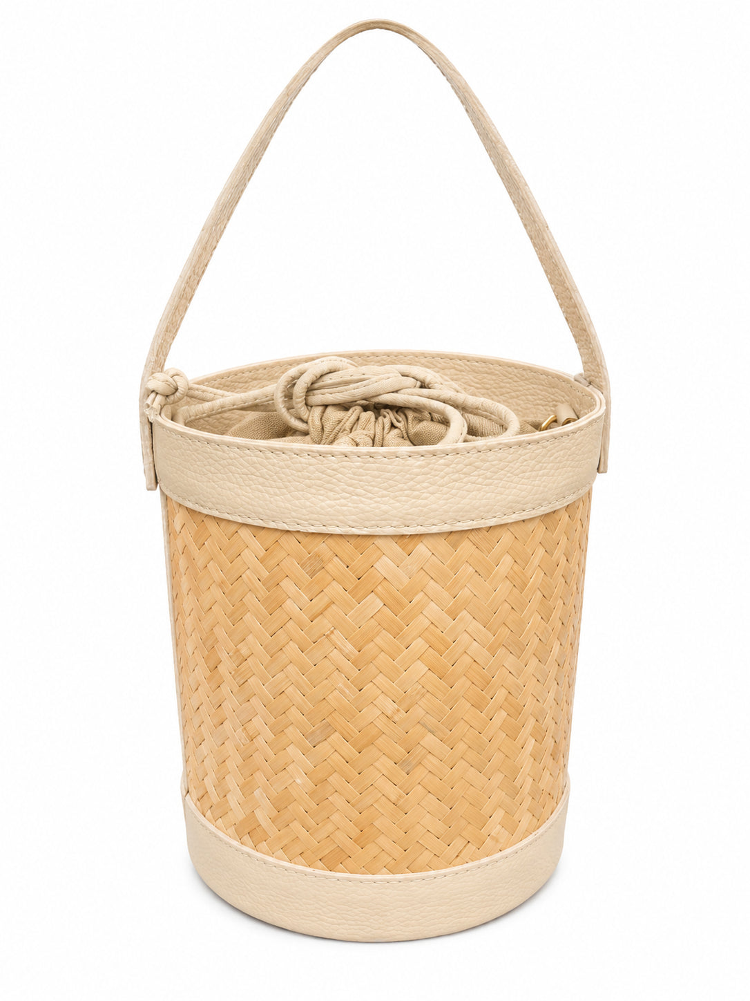Borsa Secchiello Donna in Vera Pelle Intrecciata con Tracolla