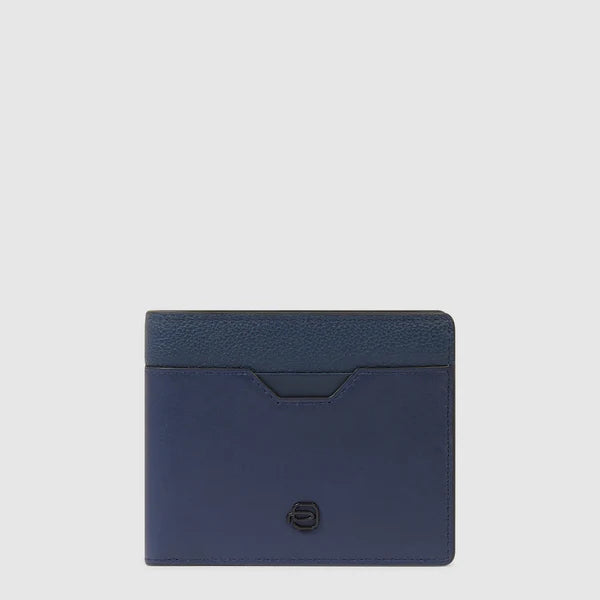 Portafoglio uomo Piquadro compatto in pelle con porta monete BLU TU | Giò Fashion