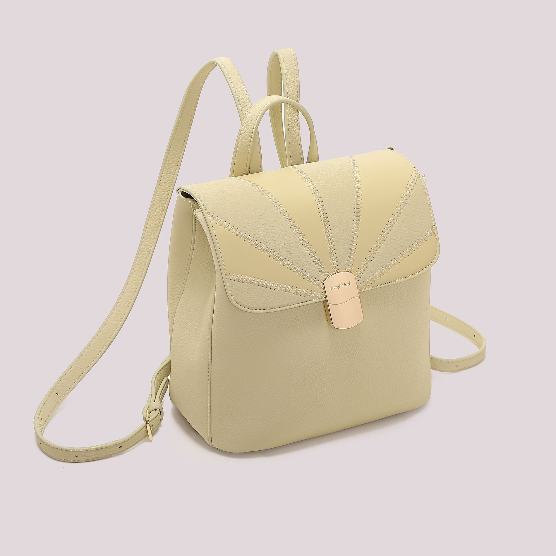 Mimi Mua zaino con patta patchwork e chiusura elegante